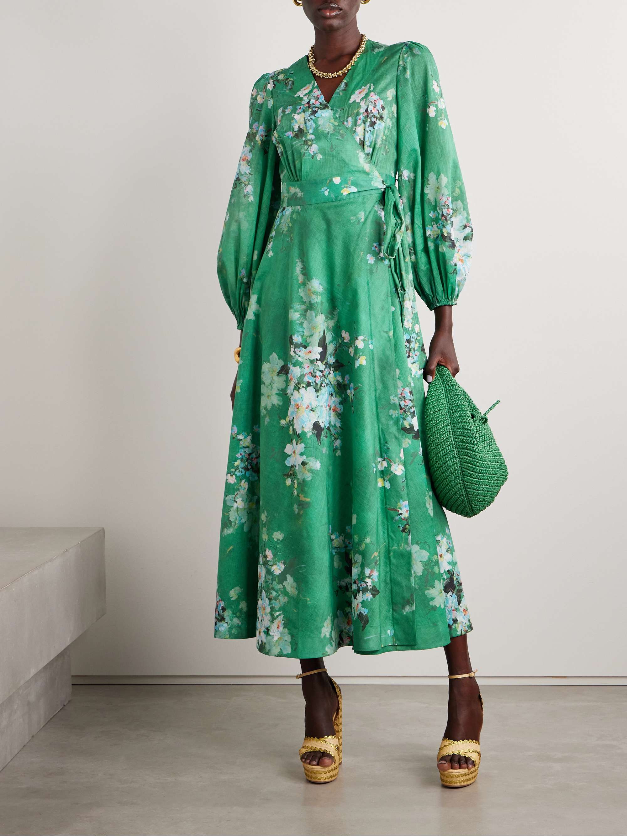 Everley floral-print cotton-voile midi wrap dress view