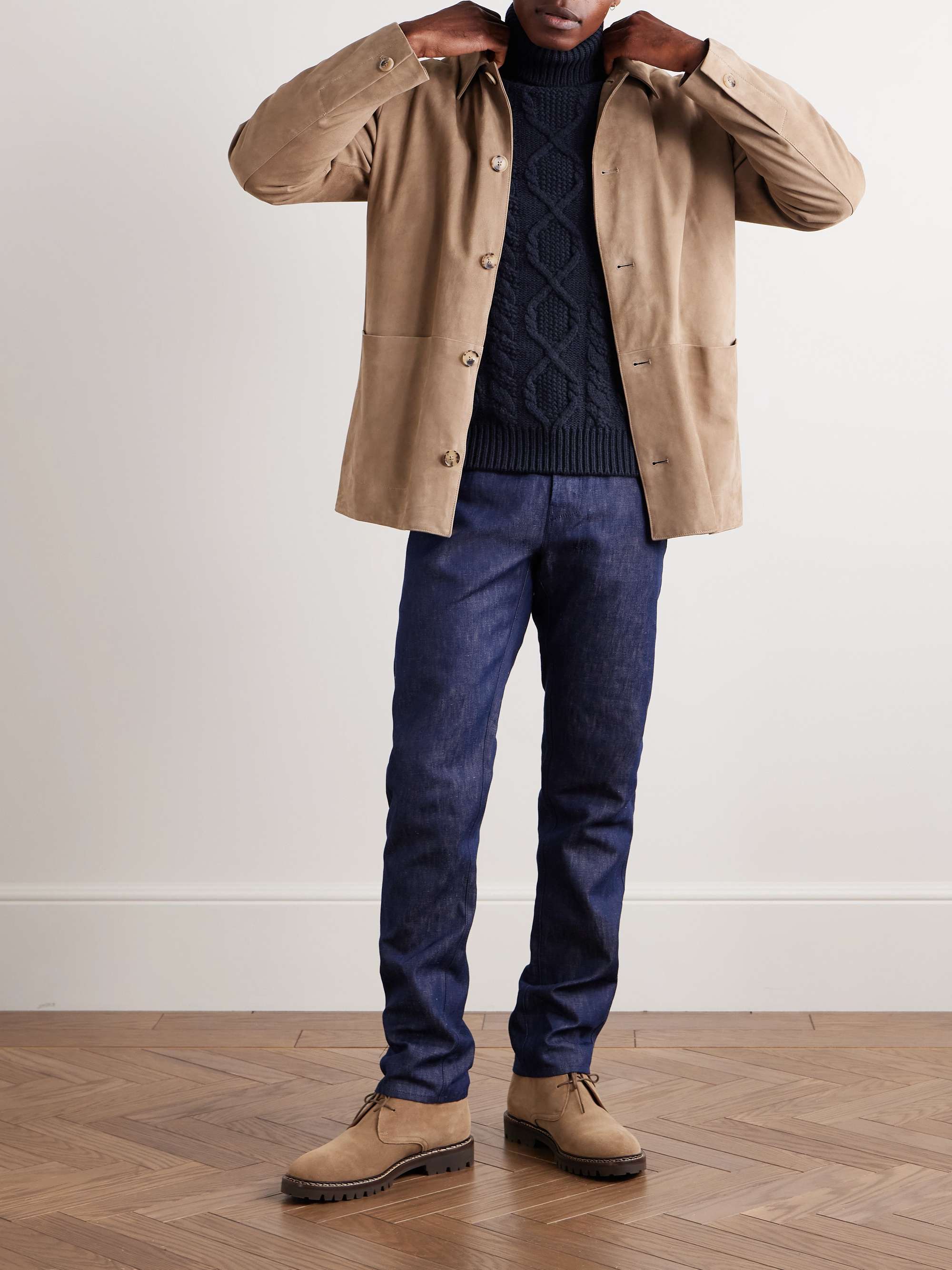 Cable-Knit Wool and Cashmere-Blend Rollneck Sweater view