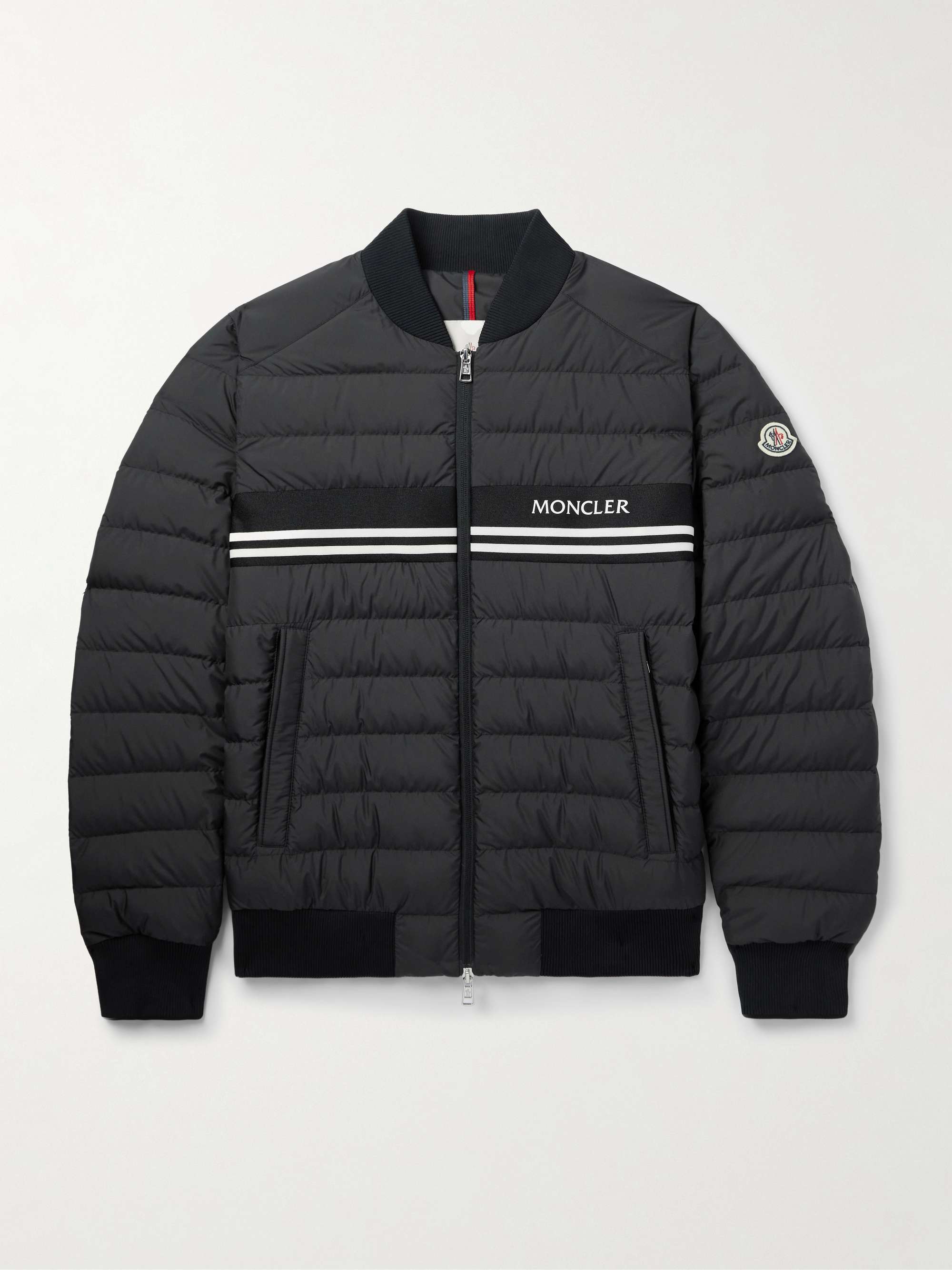 Striped Quilted Shell Down Bomber Jacket view