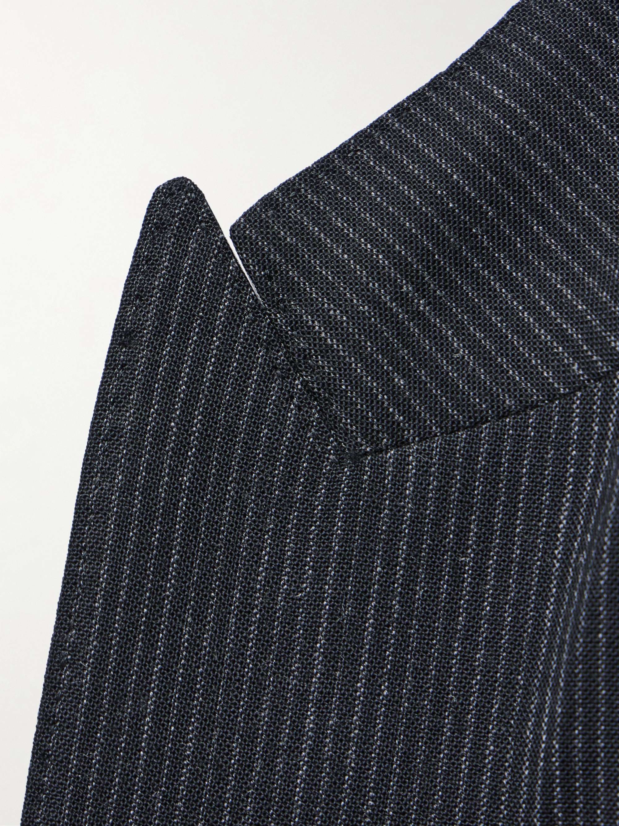 Slim-Fit Double-Breasted Pinstriped Wool Blazer view