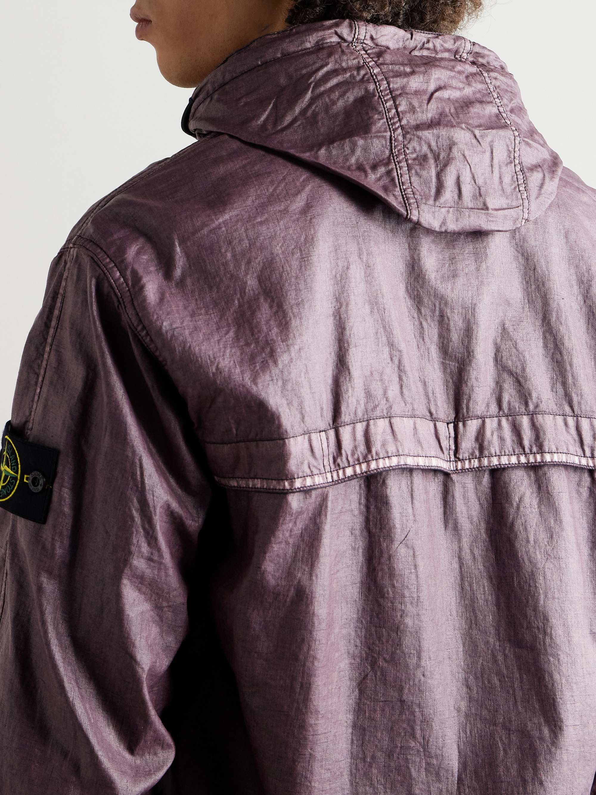 Logo-Appliquéd Garment-Dyed Lino Gommato Jacket view