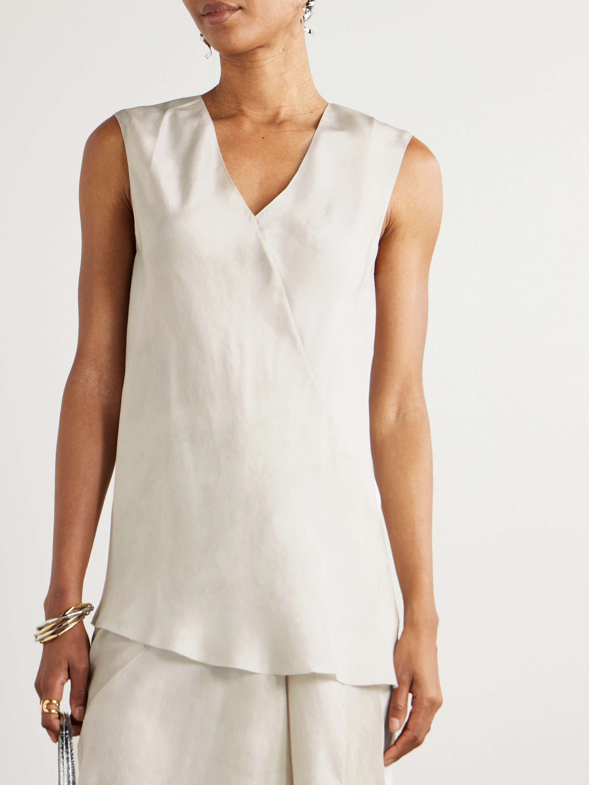 Dali asymmetric silk-voile top view