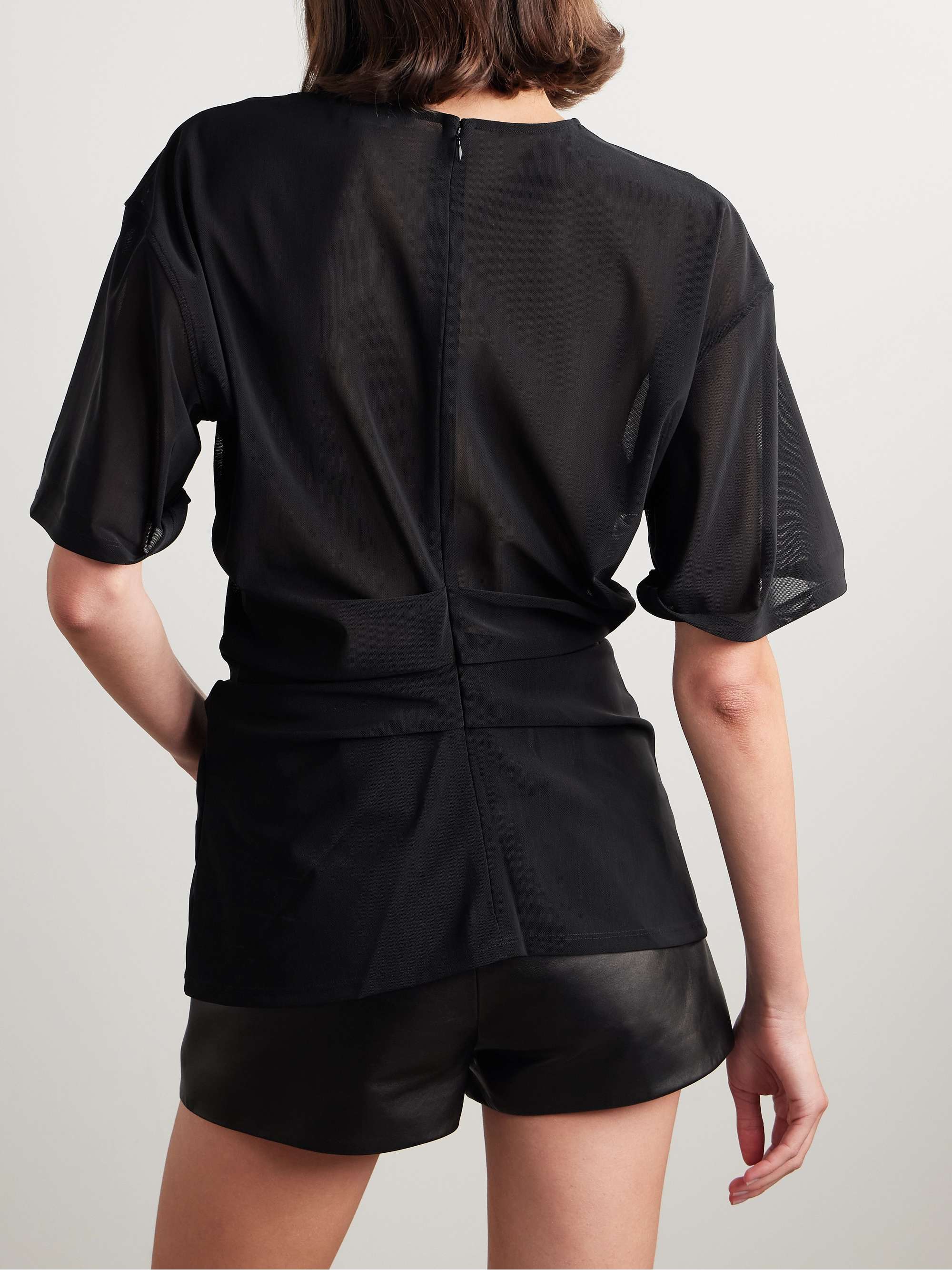 Gathered mesh T-shirt view