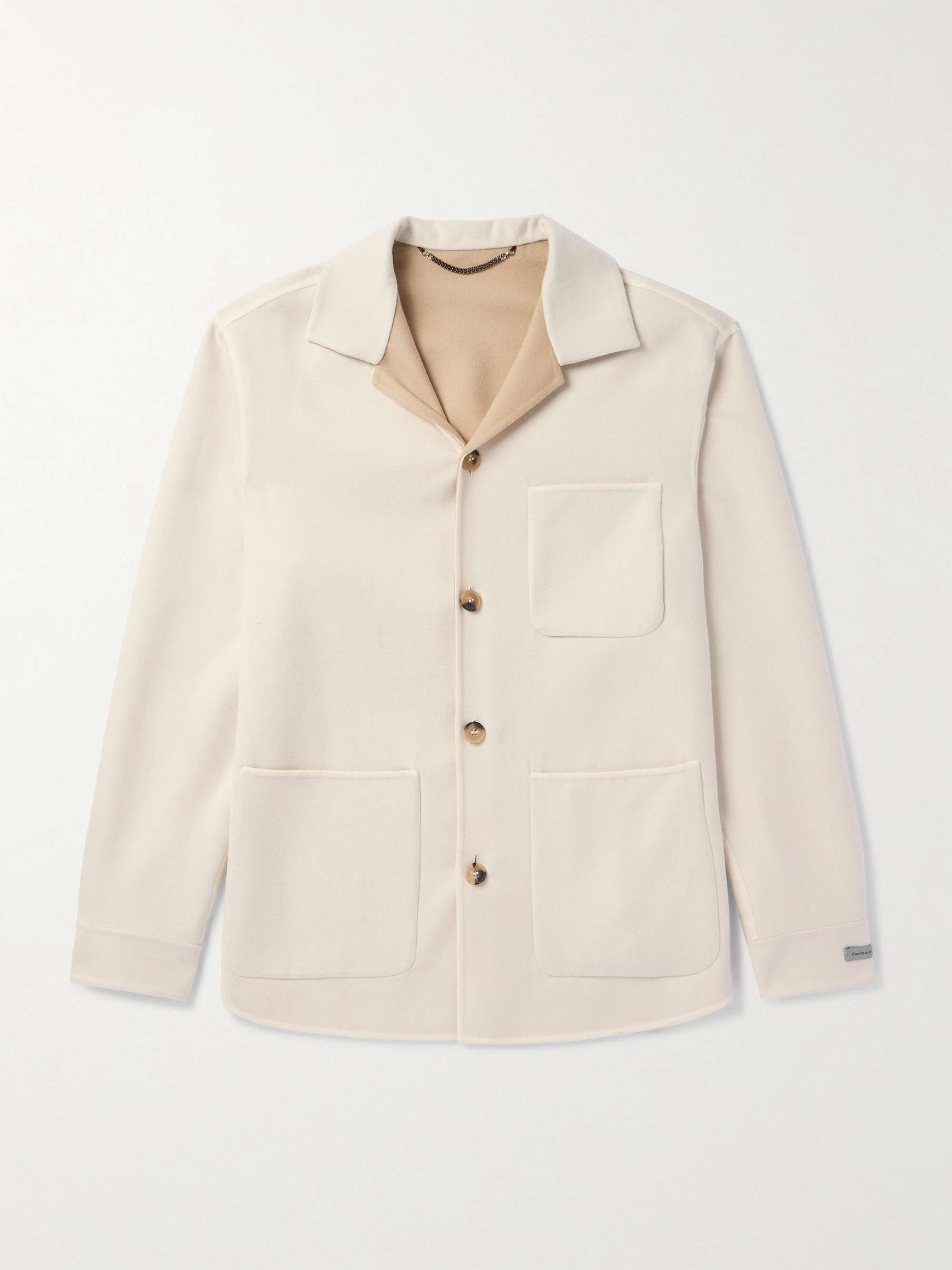 Camp-Collar Brushed Wool-Blend Twill Overshirt view