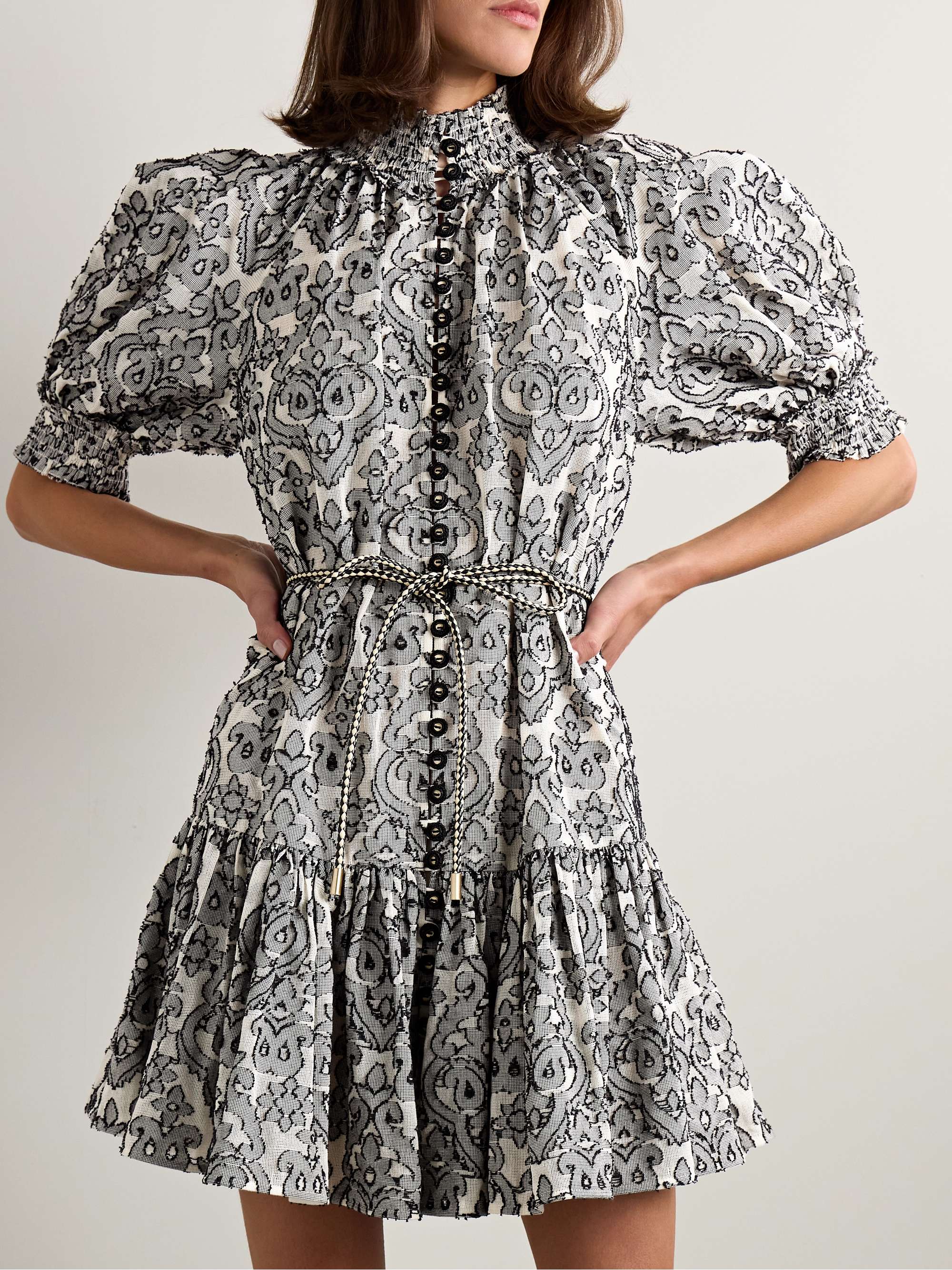 Wylie belted embroidered cotton mini dress view