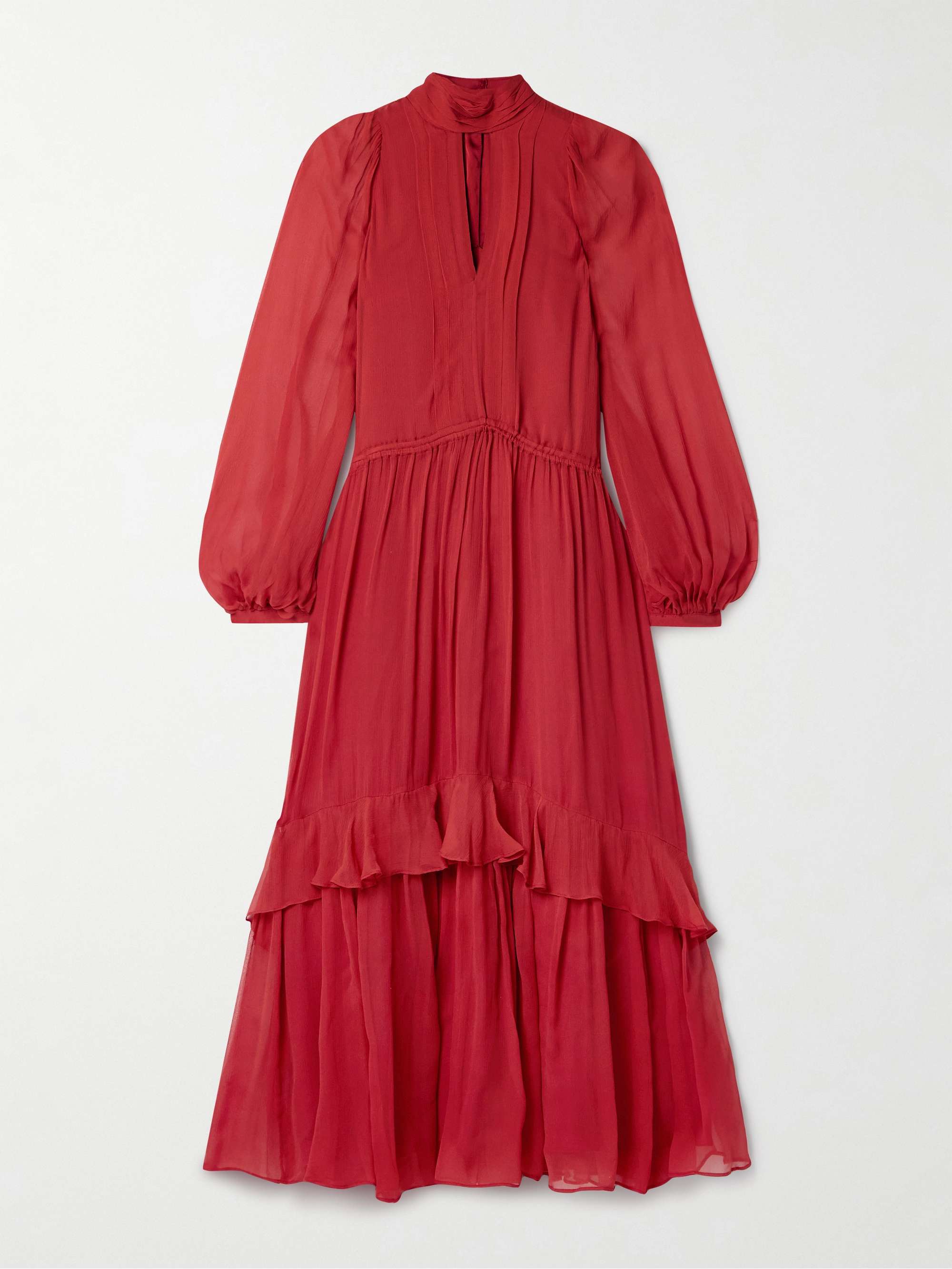 Cutout gathered silk-crepon midi dress view