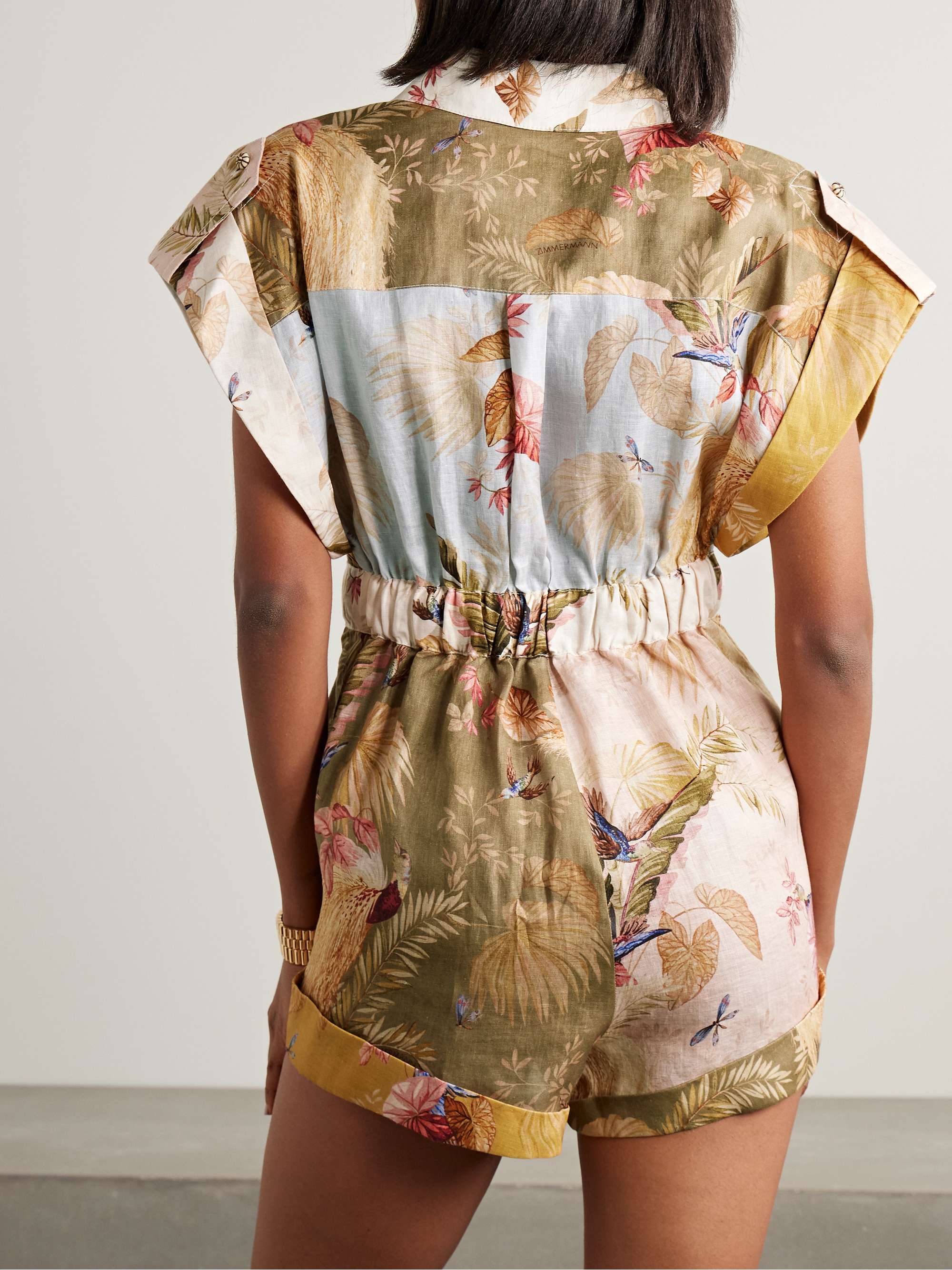 Ascension floral-print linen playsuit view