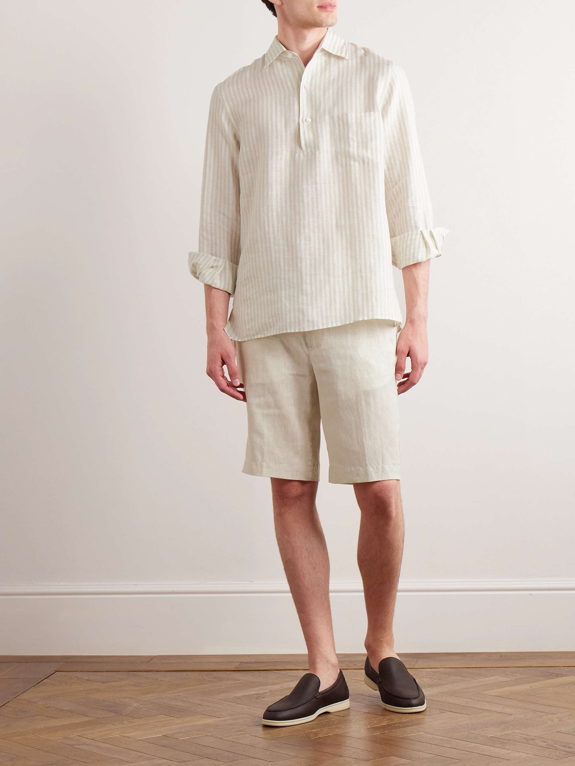 Straight-Leg Linen Drawstring Bermuda Shorts view