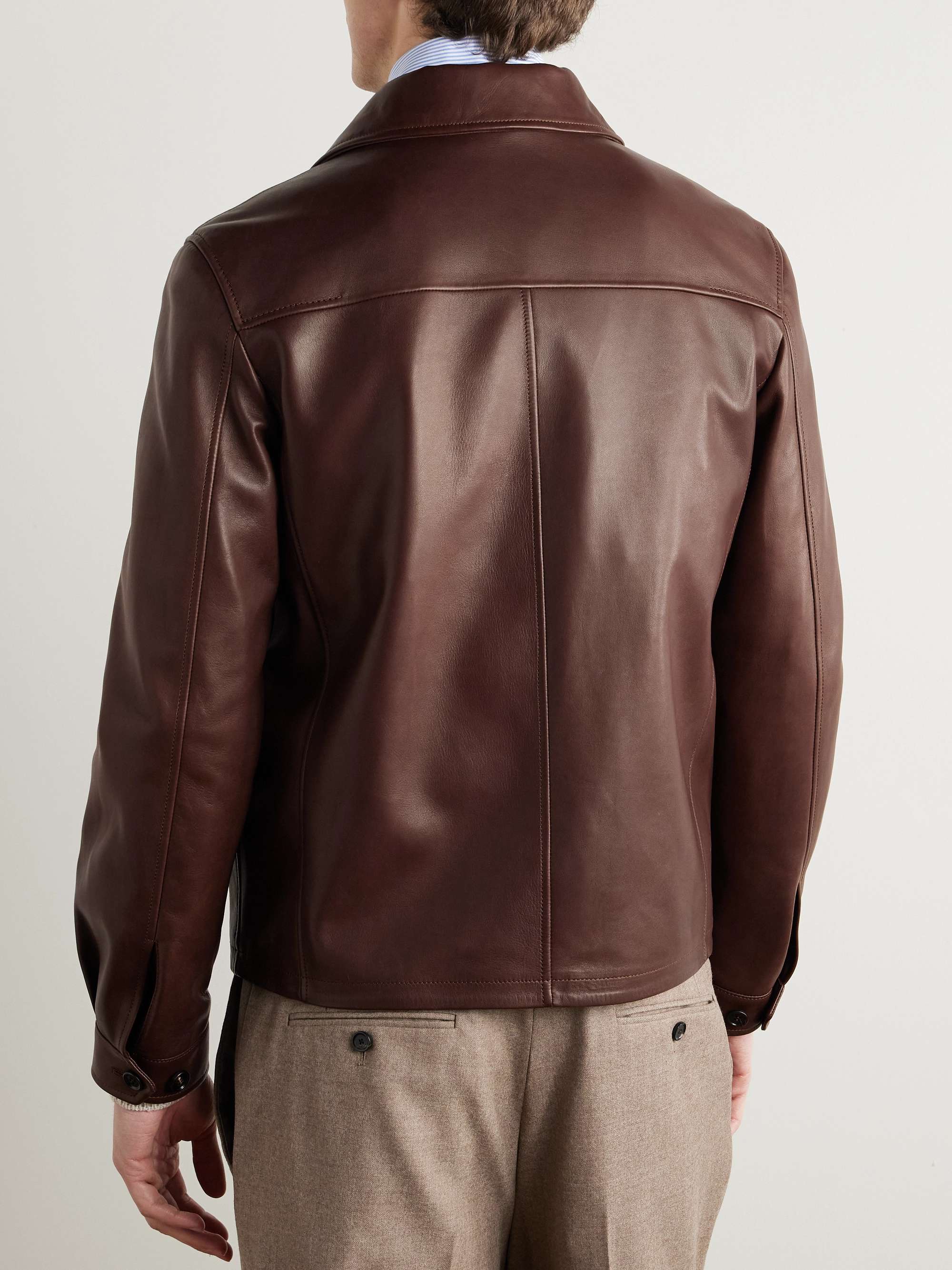 Suede-Trimmed Leather Jacket view