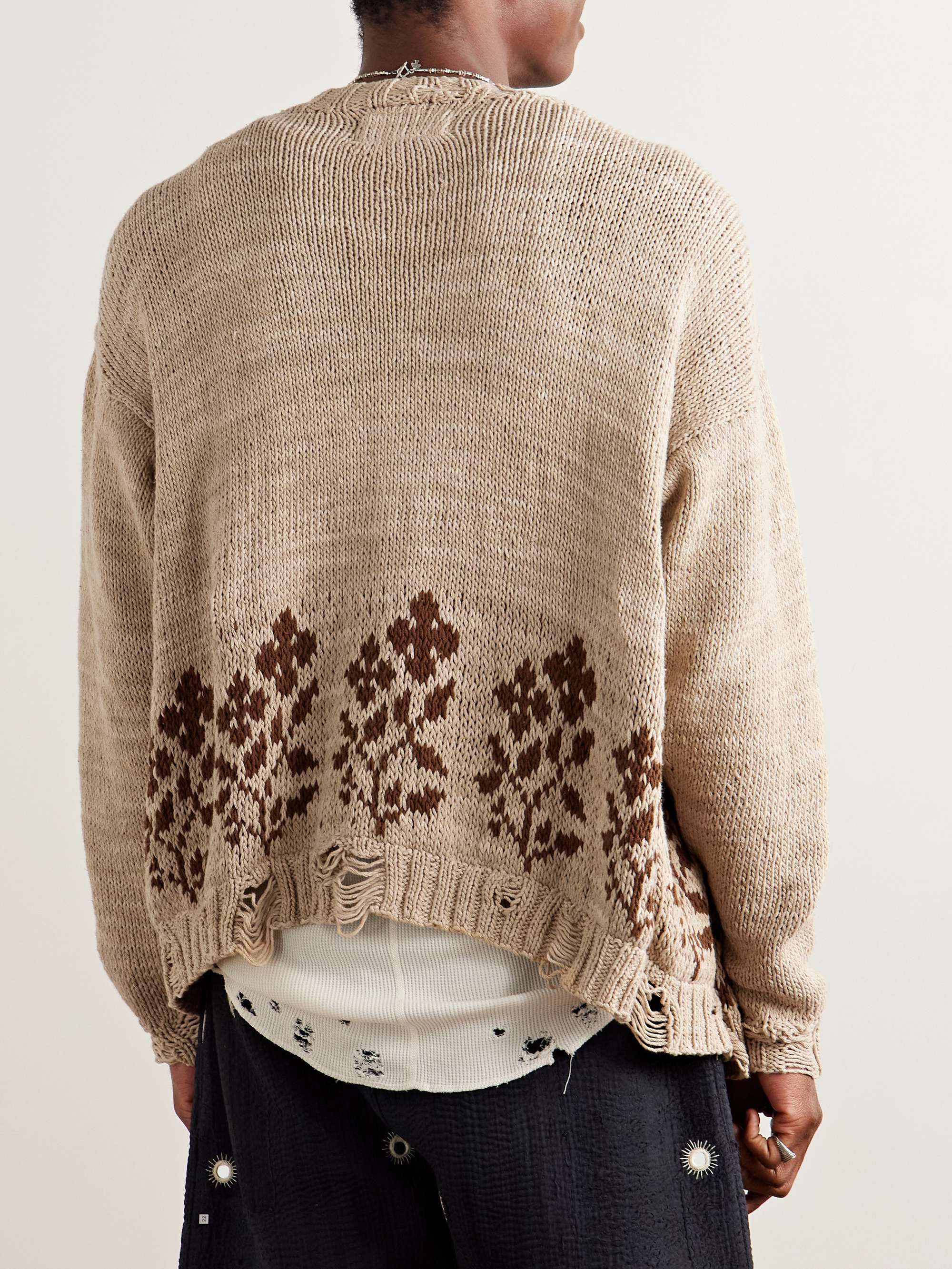 Distressed Intarsia Kala Cotton Cardigan view
