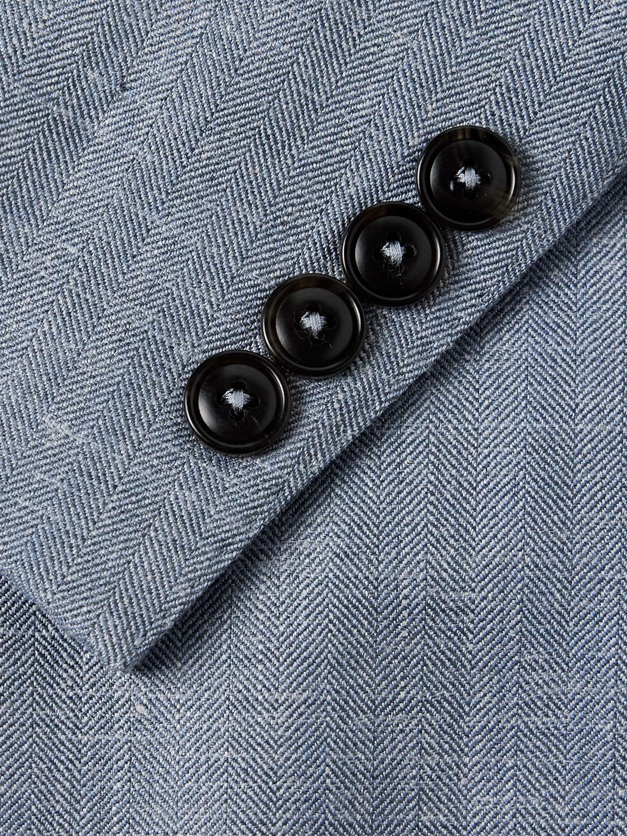 Gavin Slim-Fit Herringbone Wool, Silk and Linen-Blend Blazer view