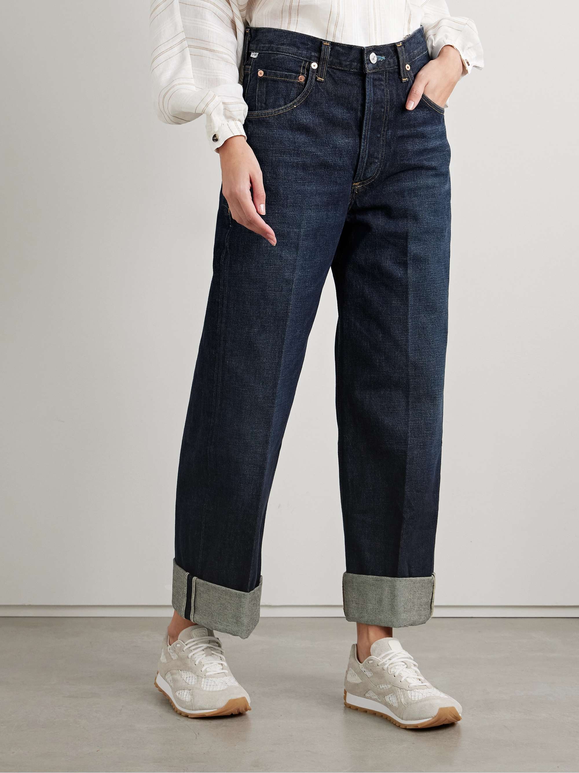 Ayla Baggy Cuffed Crop mid-rise straight-leg jeans view