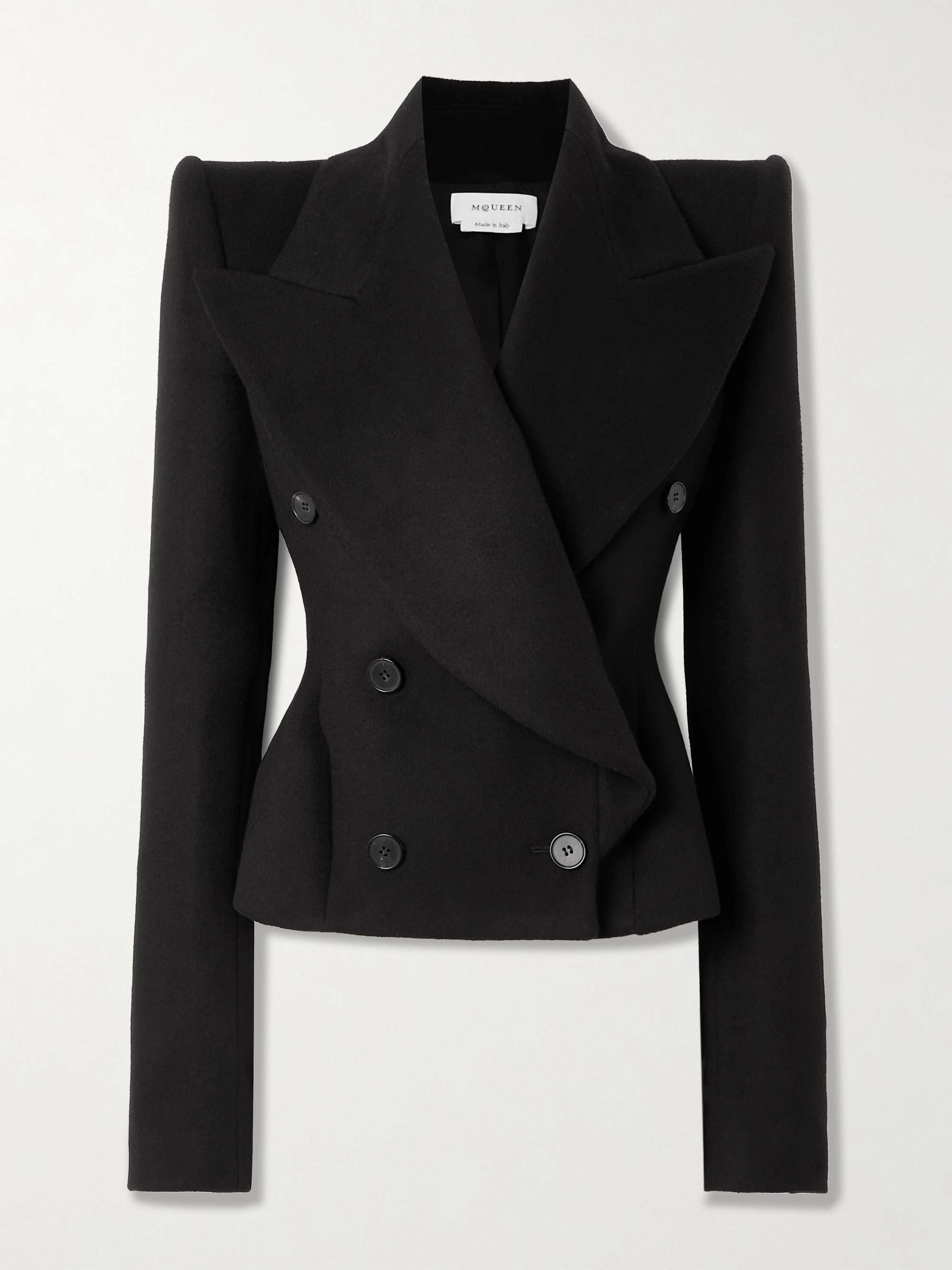 Double-breasted wool and cashmere-blend blazer view