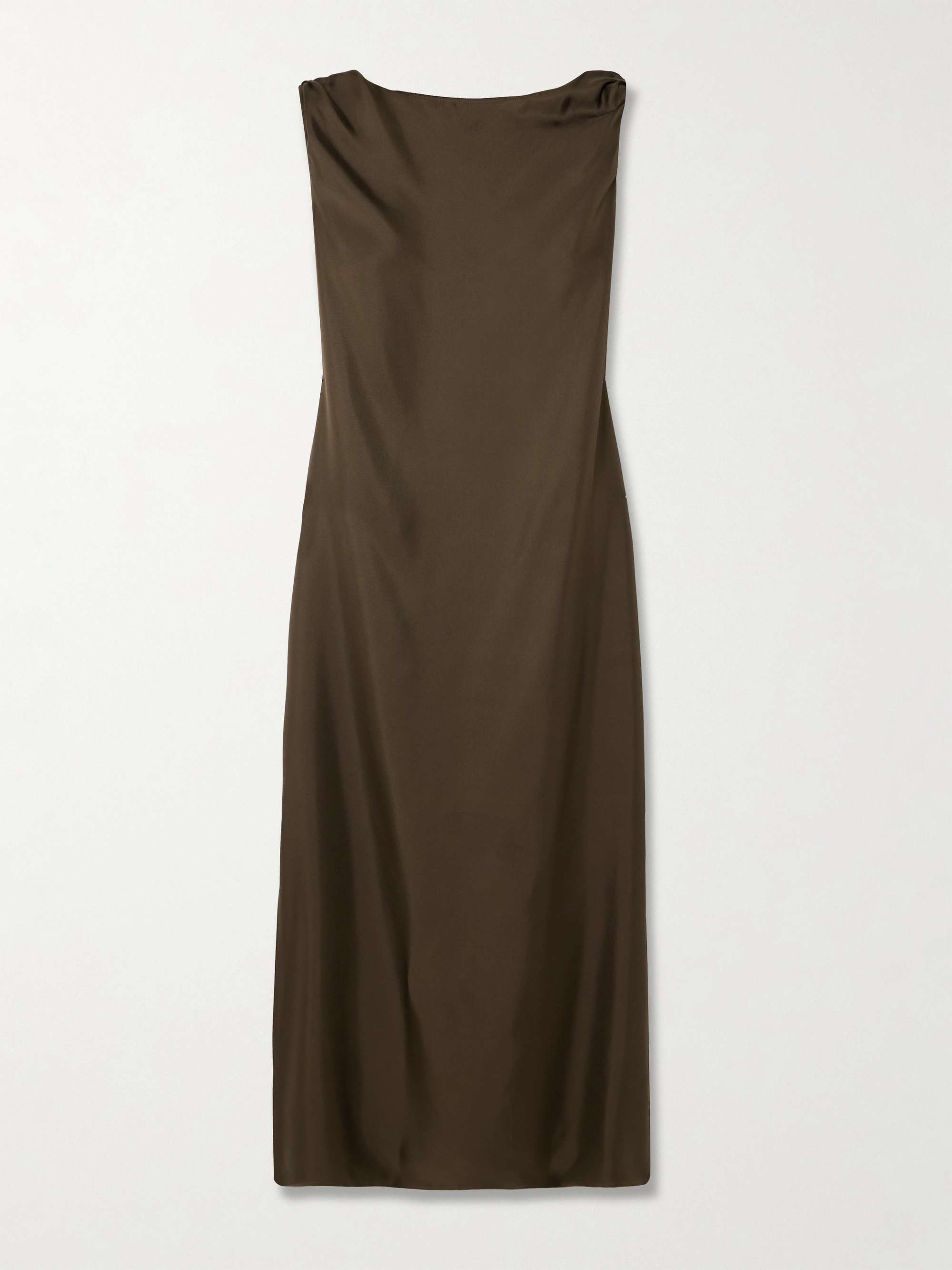 Moun knotted draped silk-twill midi dress view