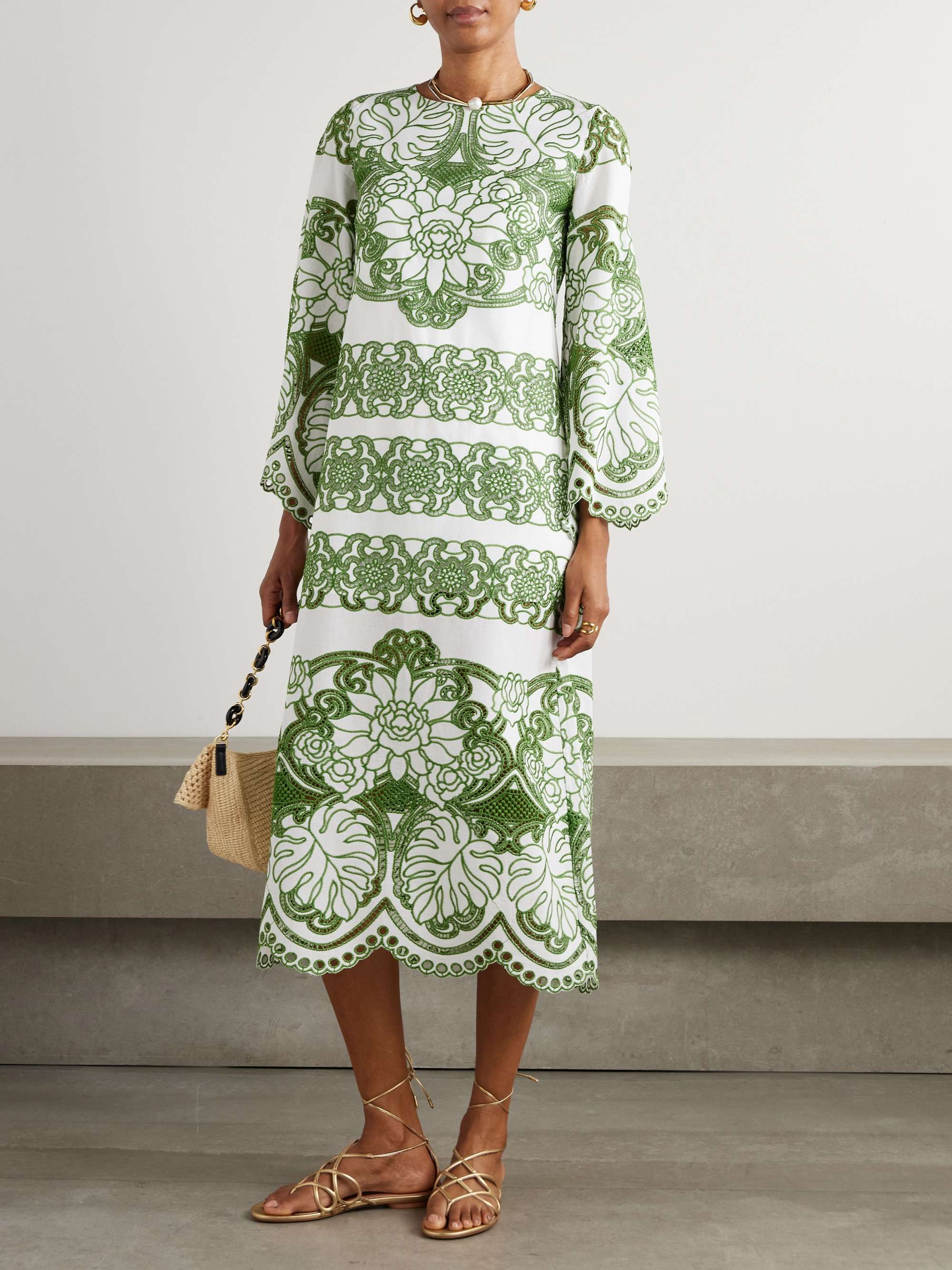 Seraphina scalloped broderie anglaise cotton-poplin midi dress view