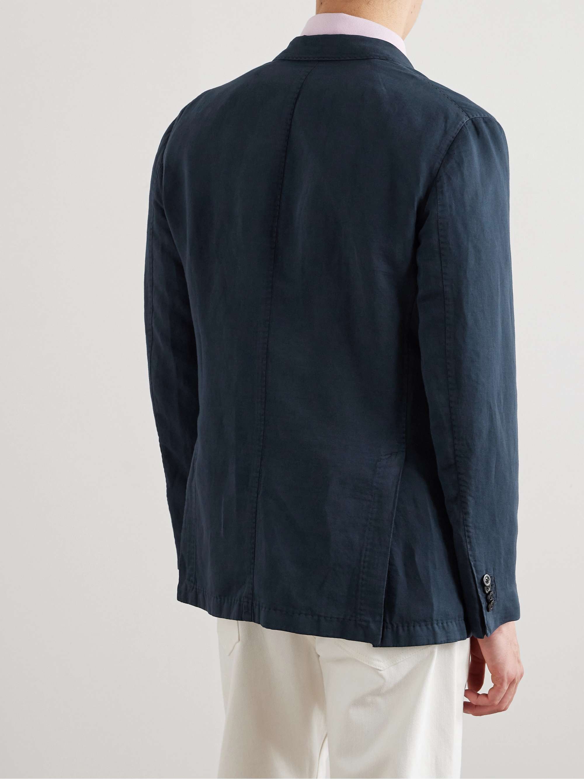 Double-Breasted Cotton and Linen-Blend Blazer view