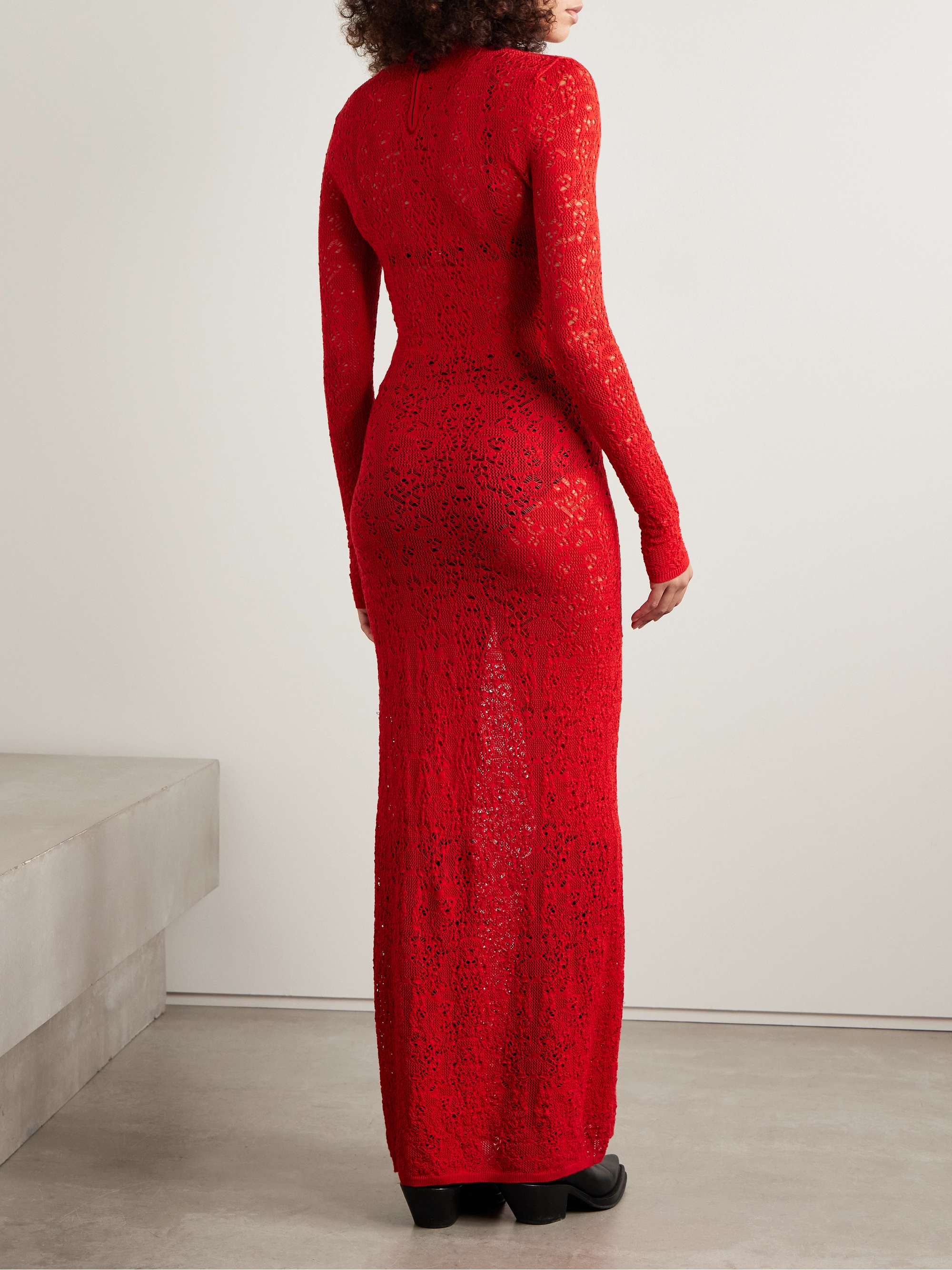 Lethe crocheted wool and silk-blend turtleneck maxi dress view