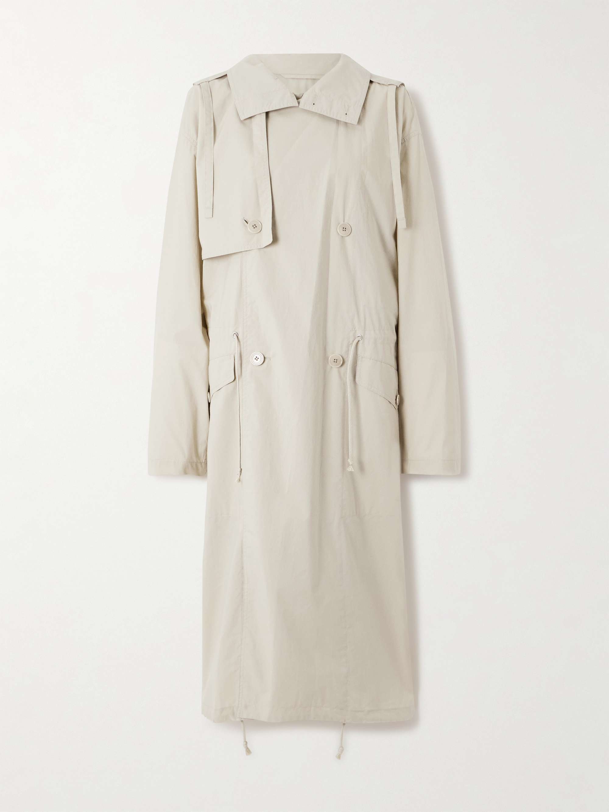 Double-breasted organic cotton-poplin trench coat view