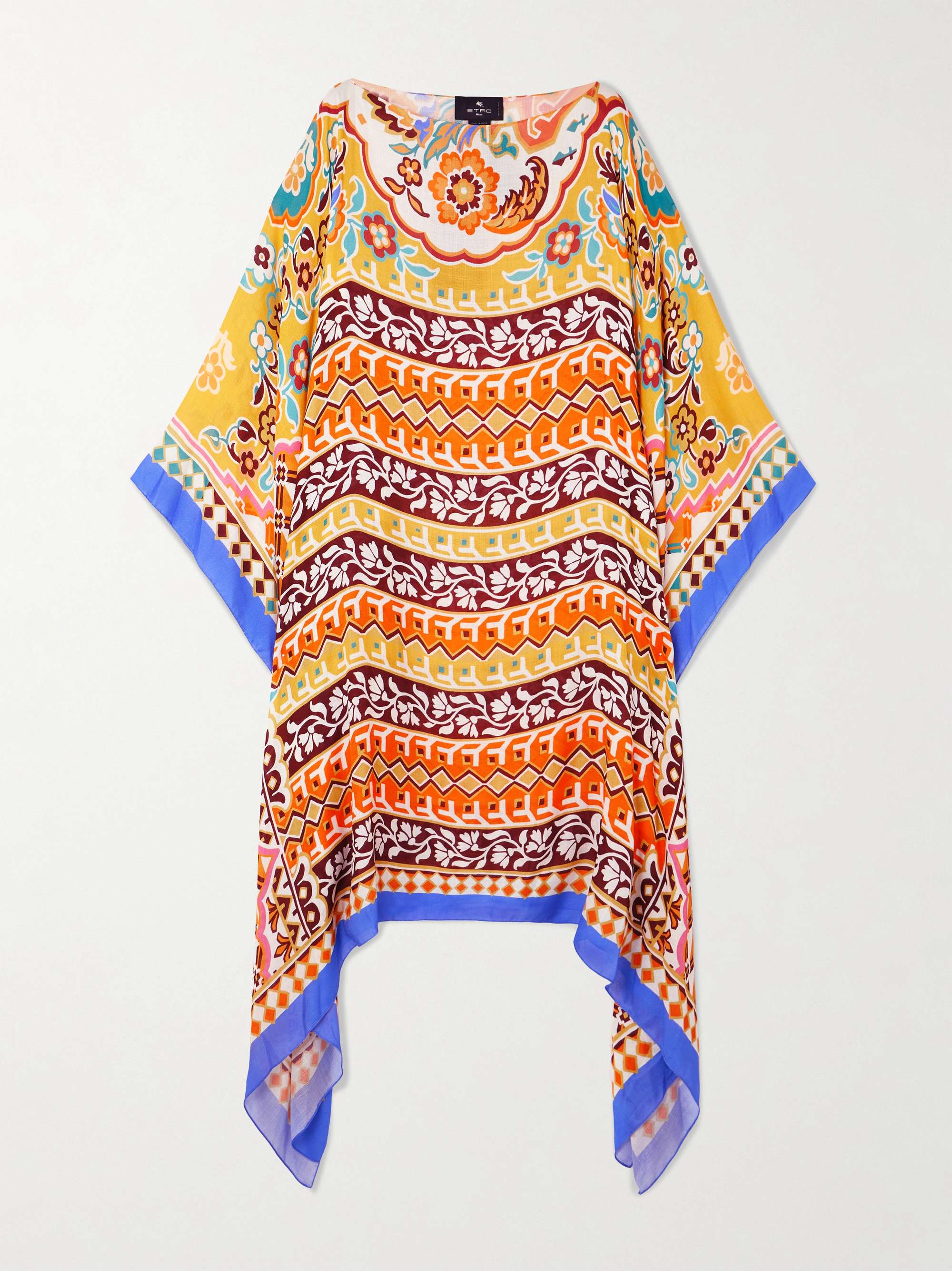 Asymmetric printed crepe de chine kaftan view