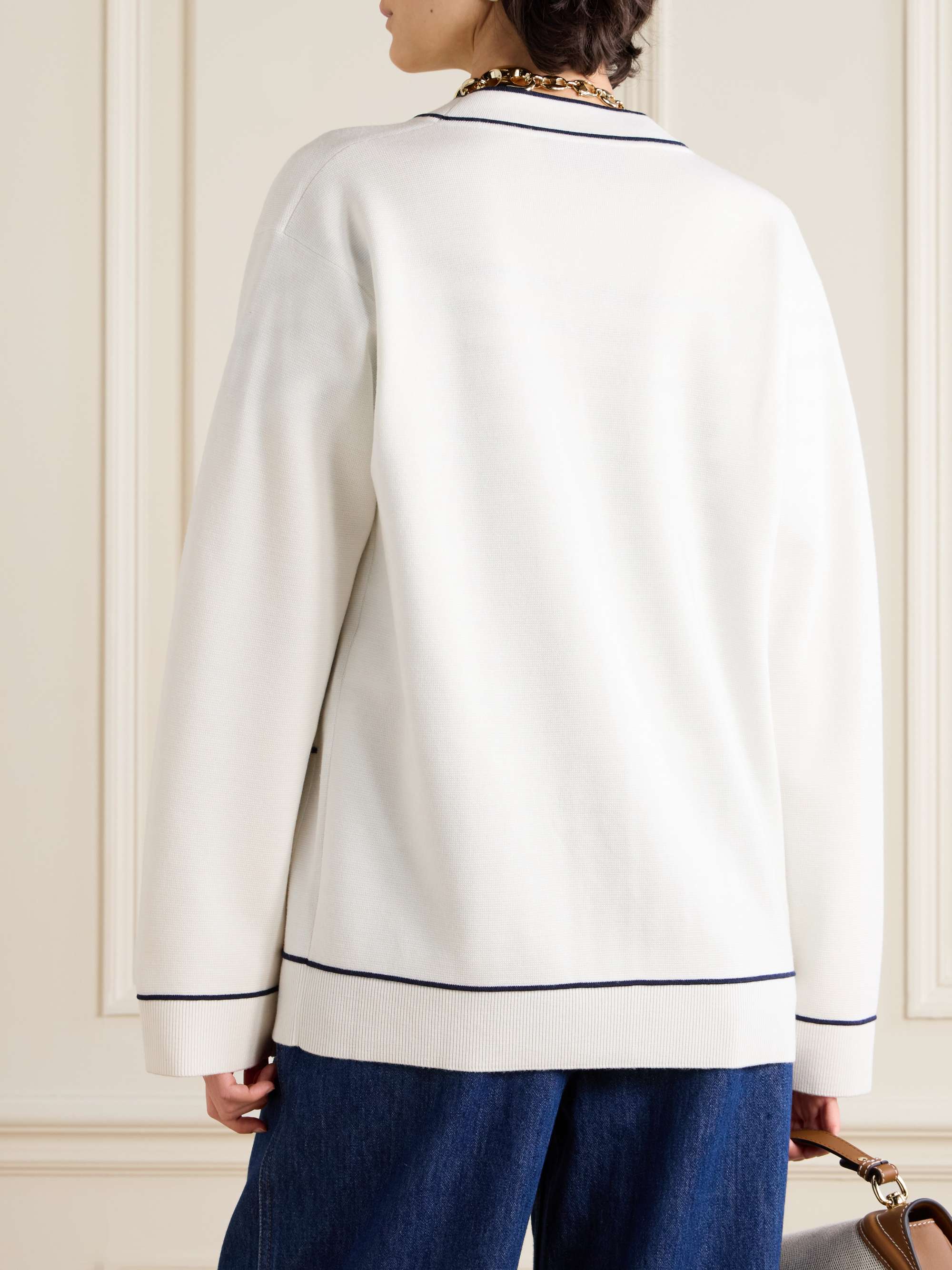 Piped wool cardigan view