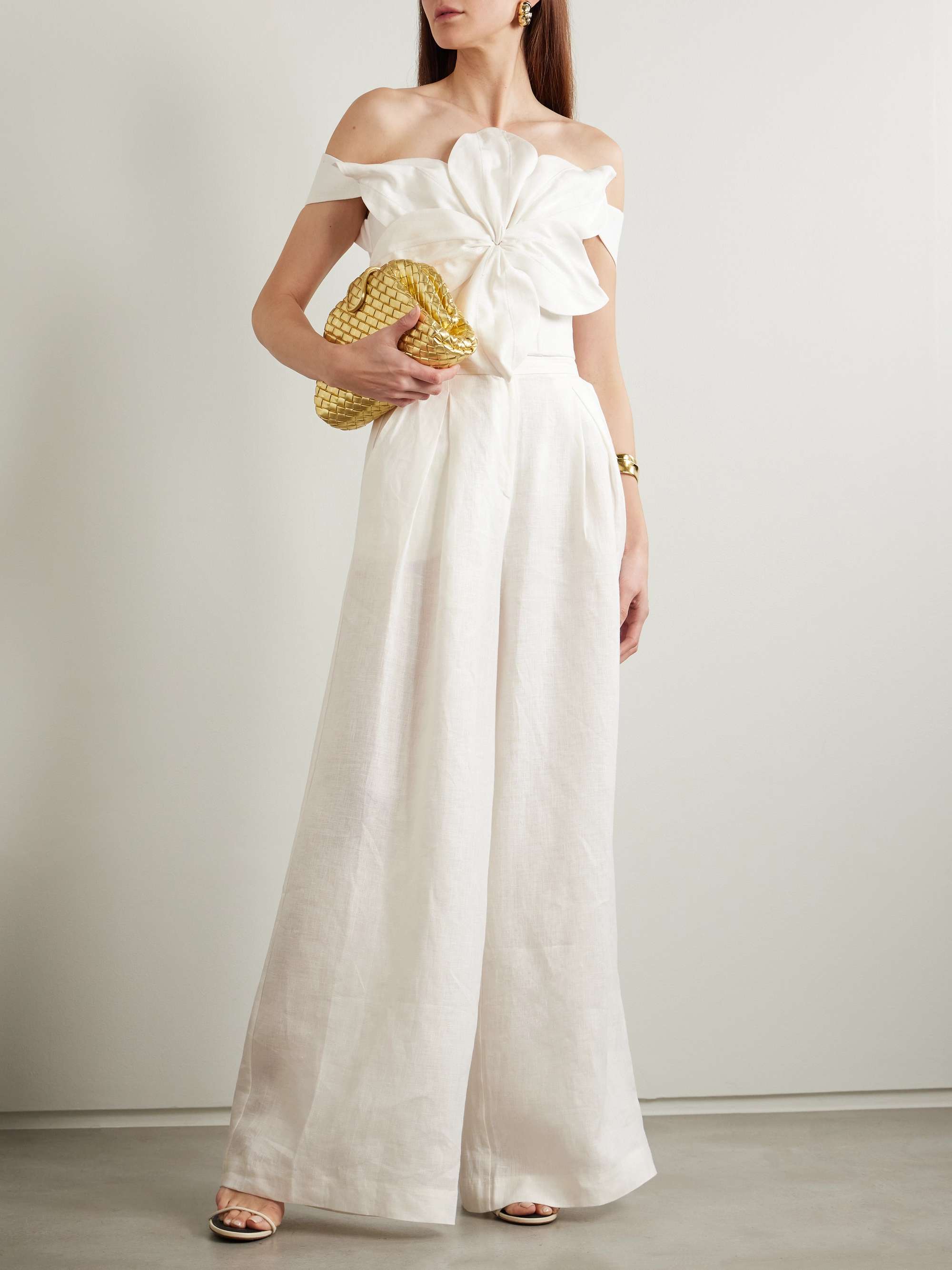 Loto appliquéd linen bustier top view