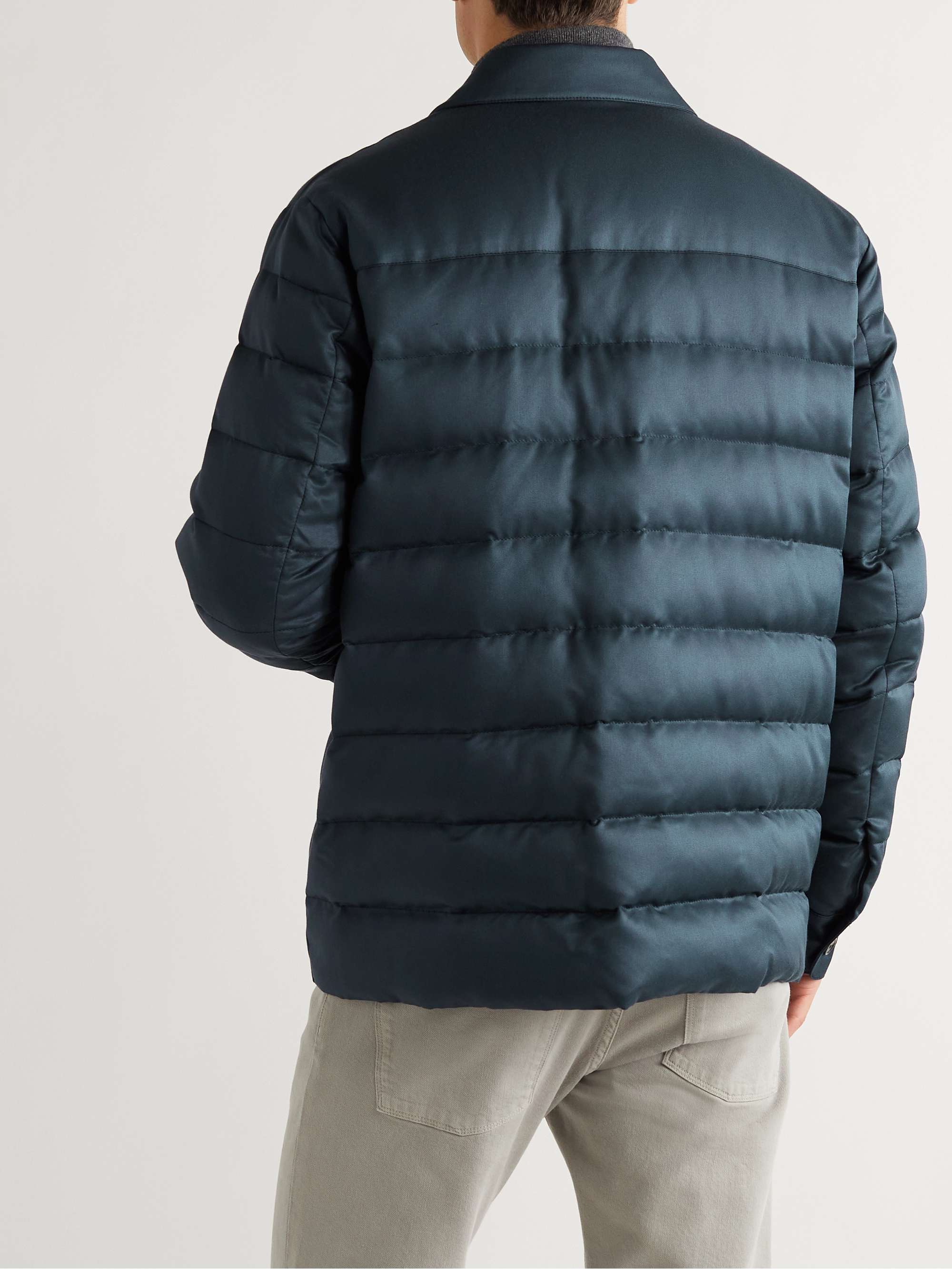 Quilted Silk-Twill Down Overshirt view