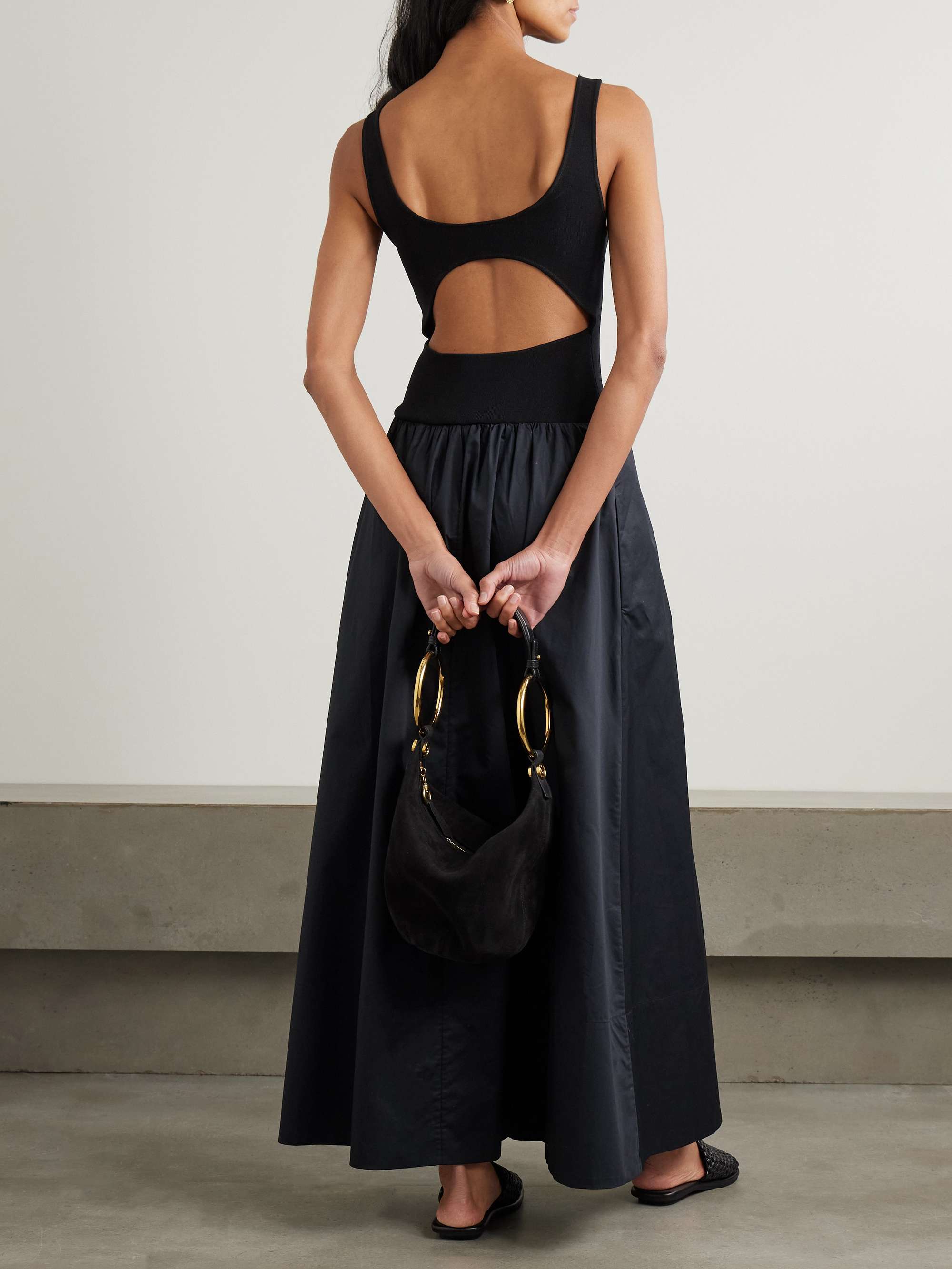 Open-back jersey and cotton-poplin maxi dress view