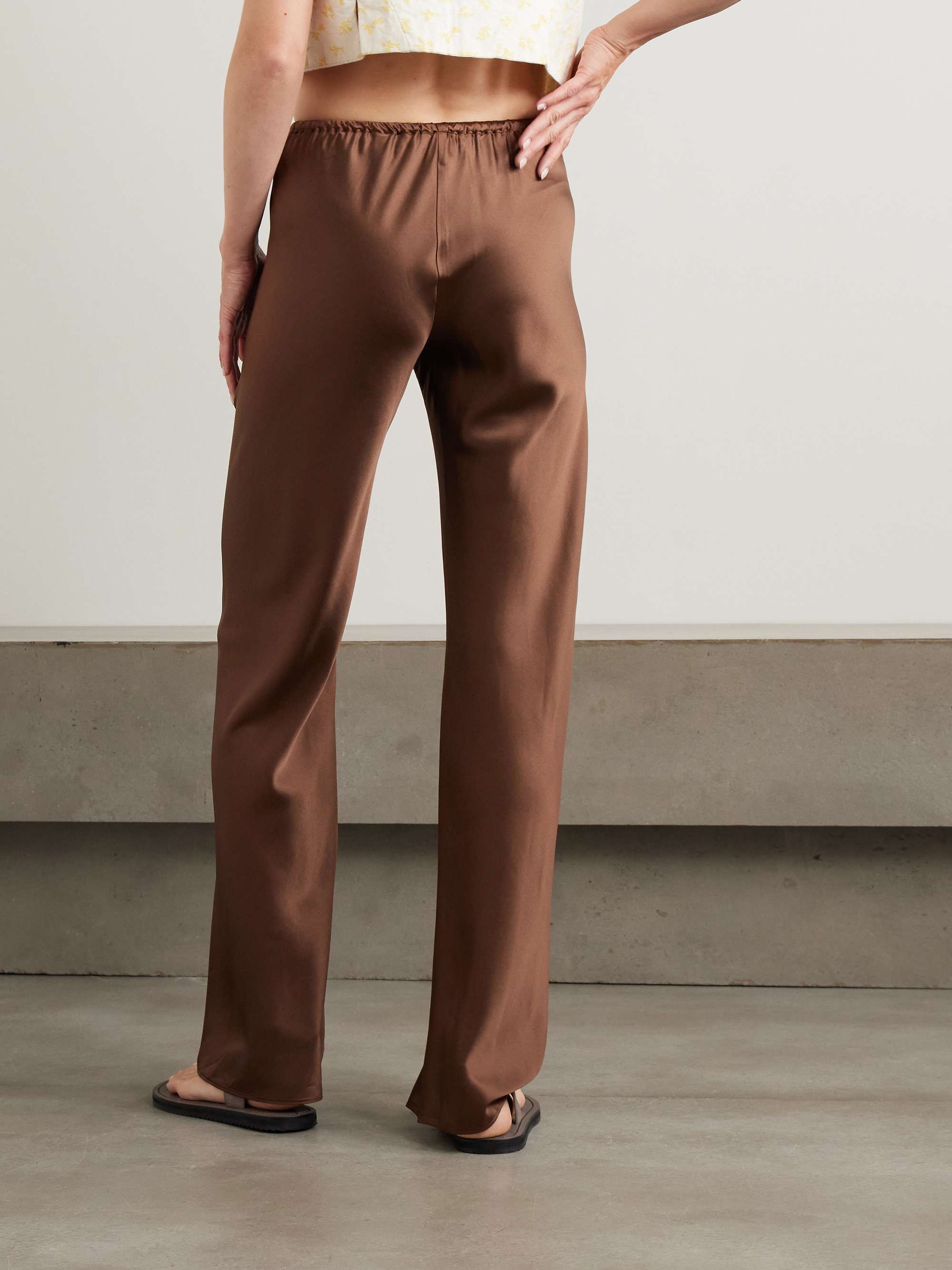 Billie silk-blend satin straight-leg pants view