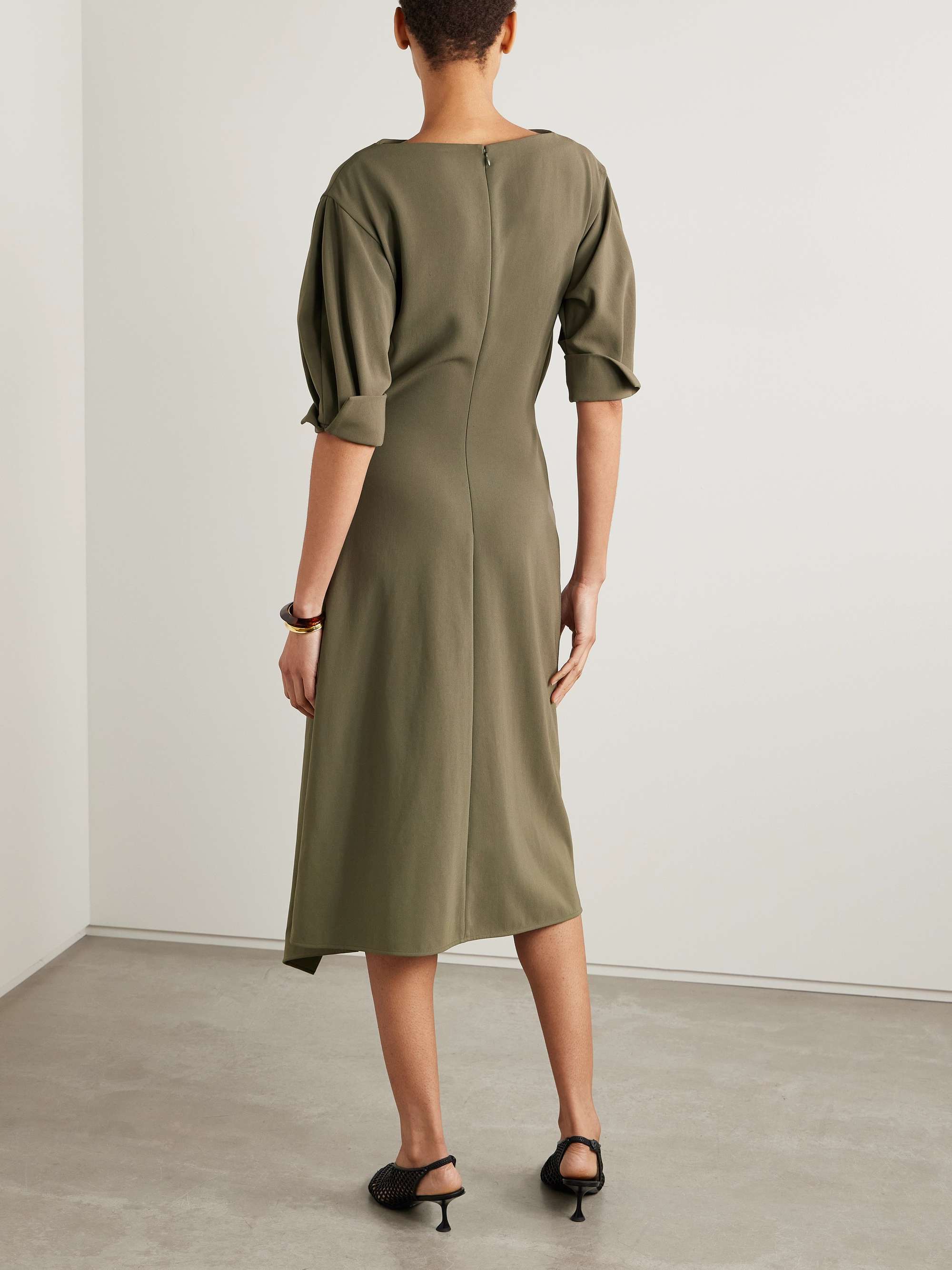 Maisie wrap-effect pleated crepe midi dress view