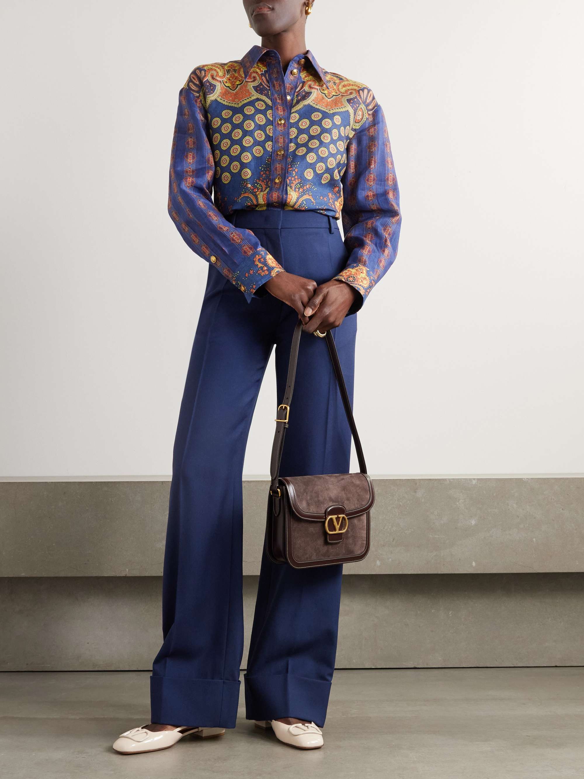 Paisley-print linen shirt view