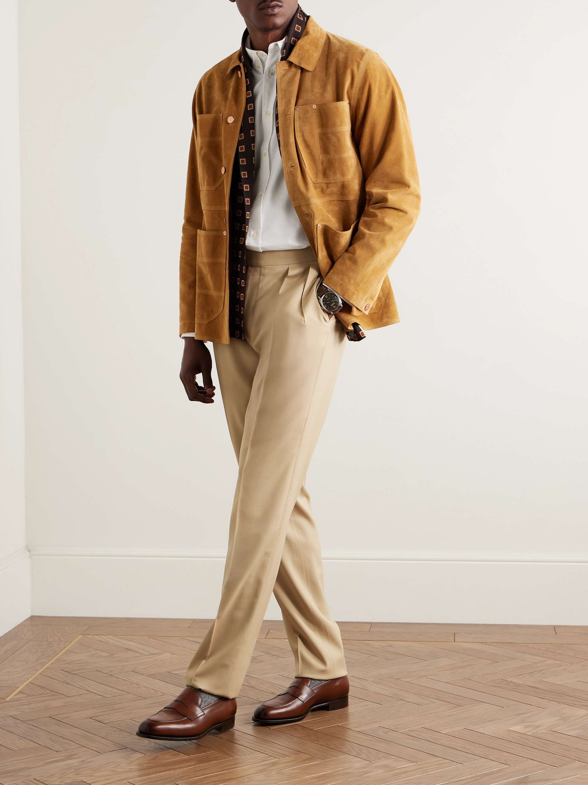 Gregory Straight-Leg Pleated Wool-Gabardine Trousers view