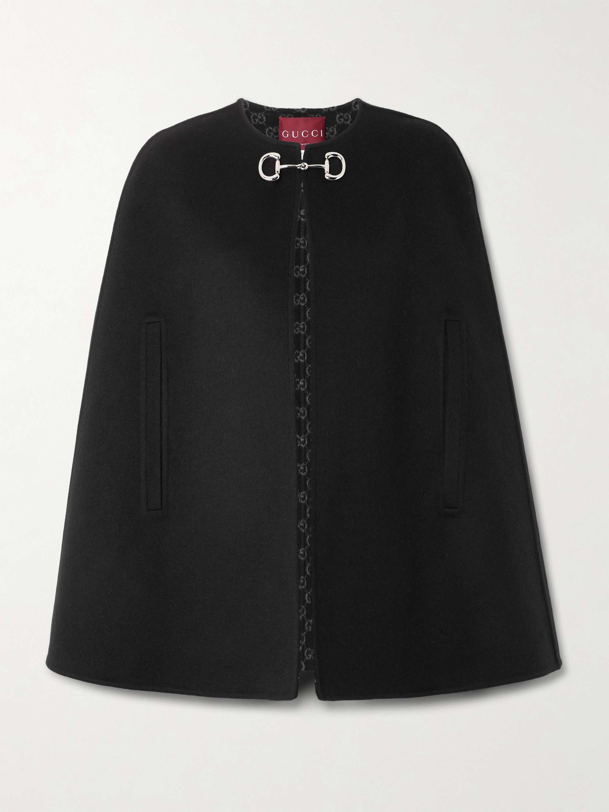 Horsebit-embellished wool and silk-blend cape view