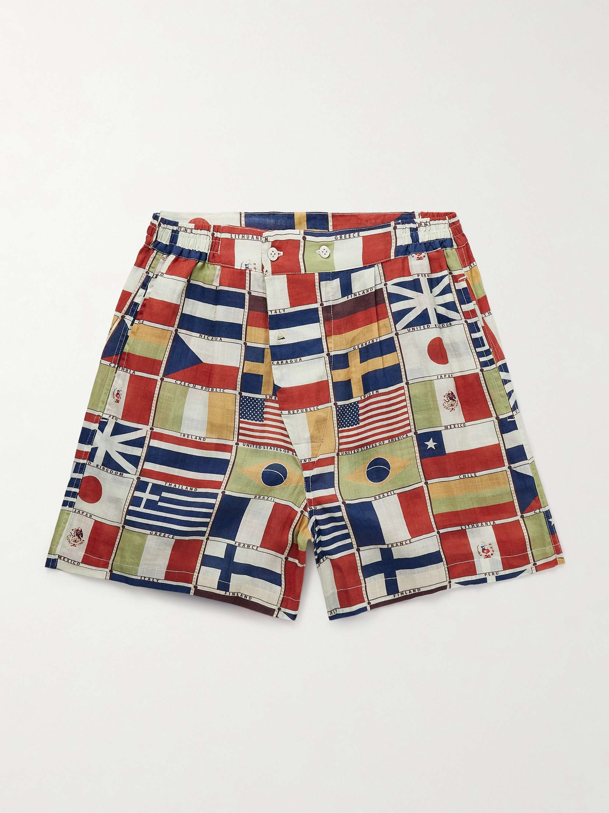 International Straight-Leg Printed Linen Shorts view