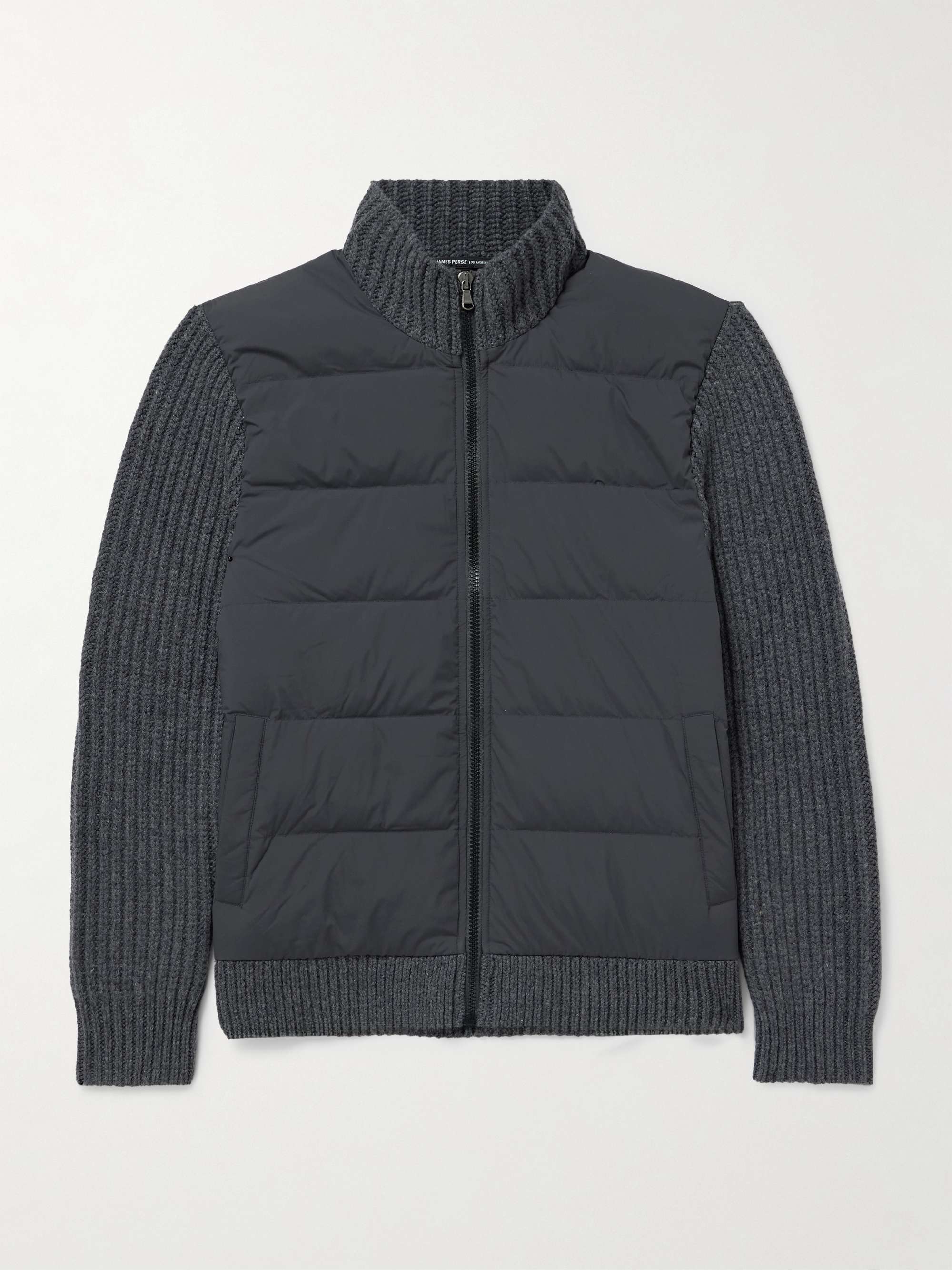 Ribbed-Knit and Quilted Shell Down Jacket view