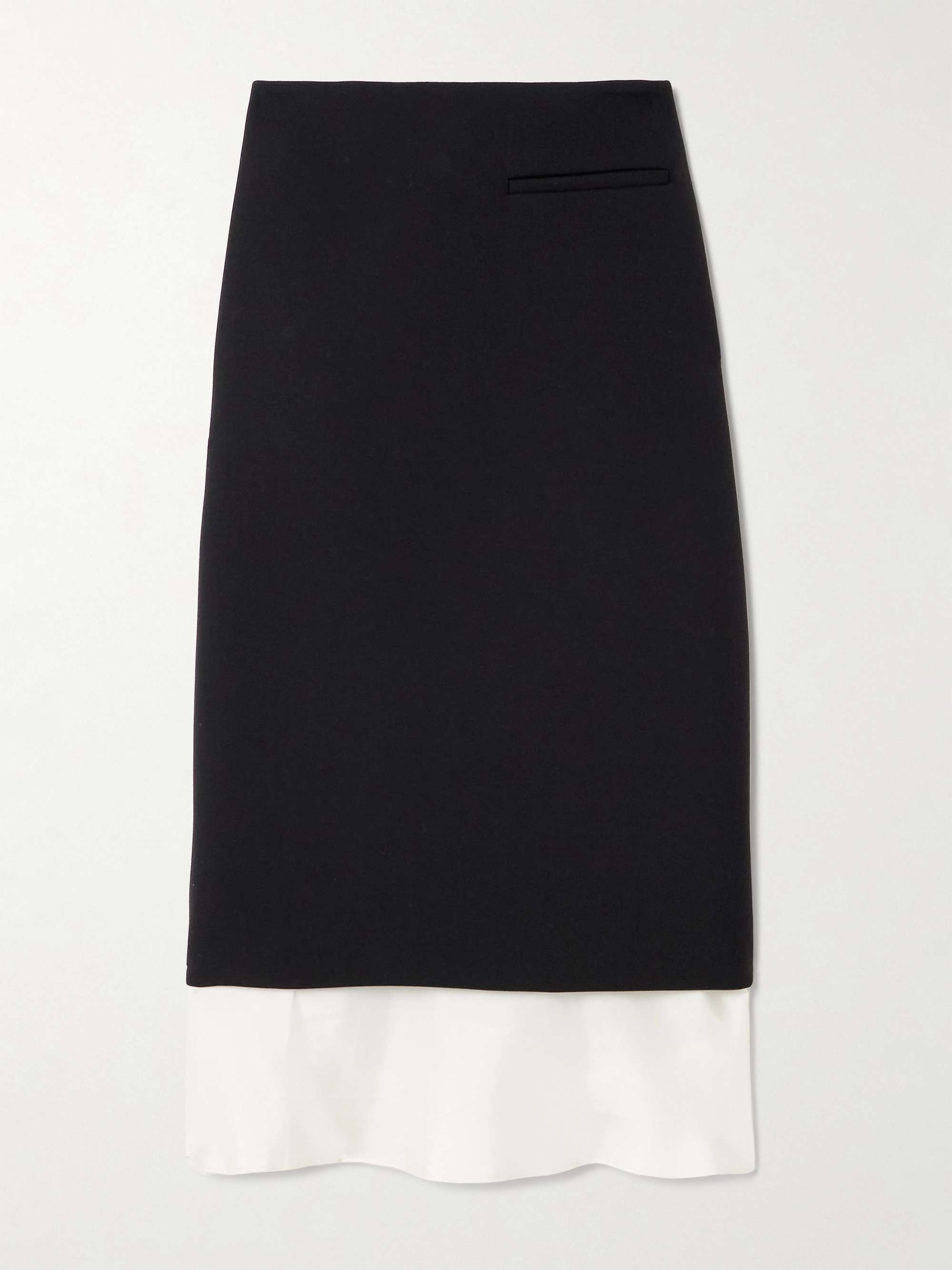 Silk-trimmed wool-blend midi skirt view