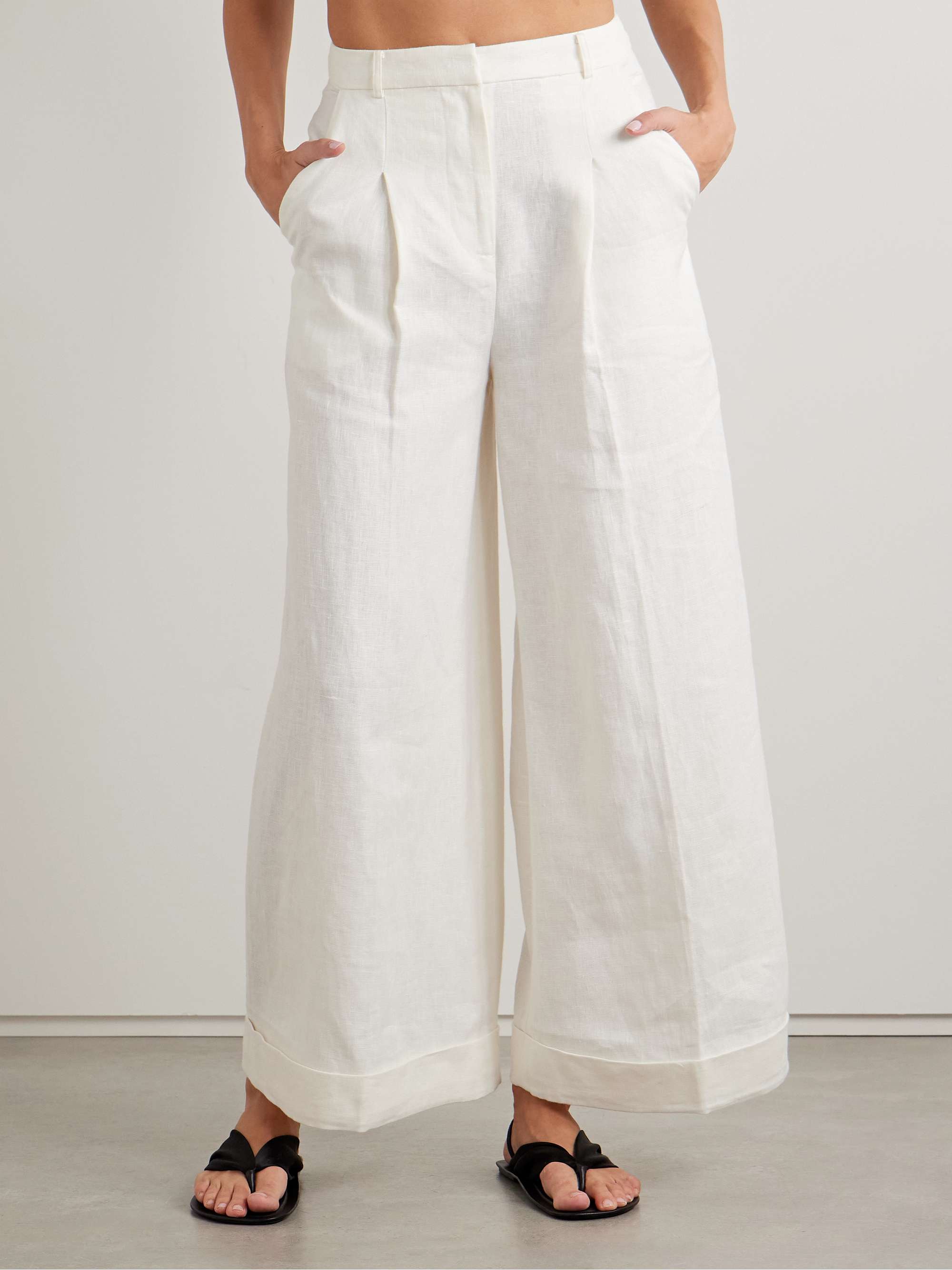 Clove pleated linen wide-leg pants view