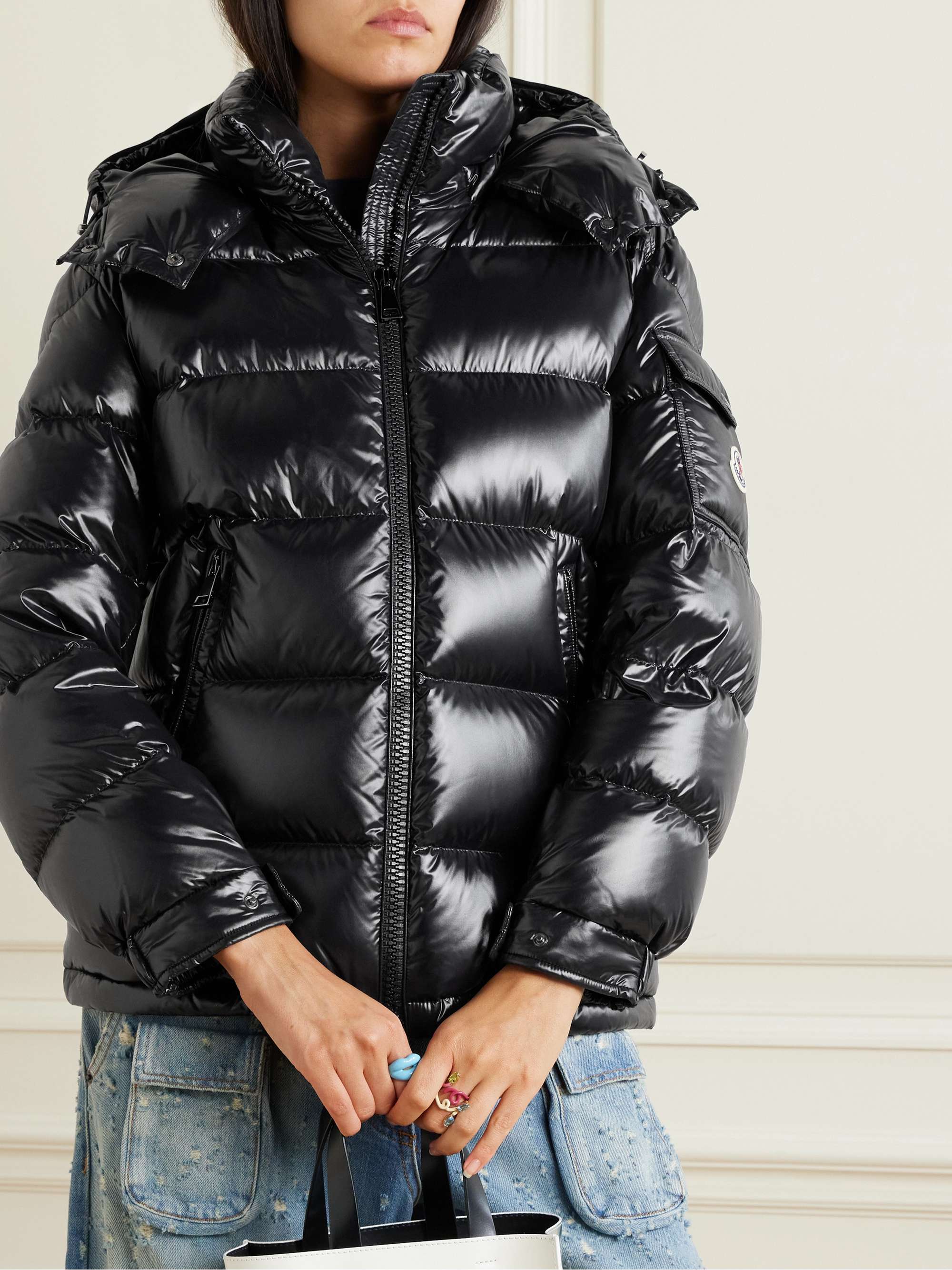 Maire hooded quilted glossed-shell down jacket view