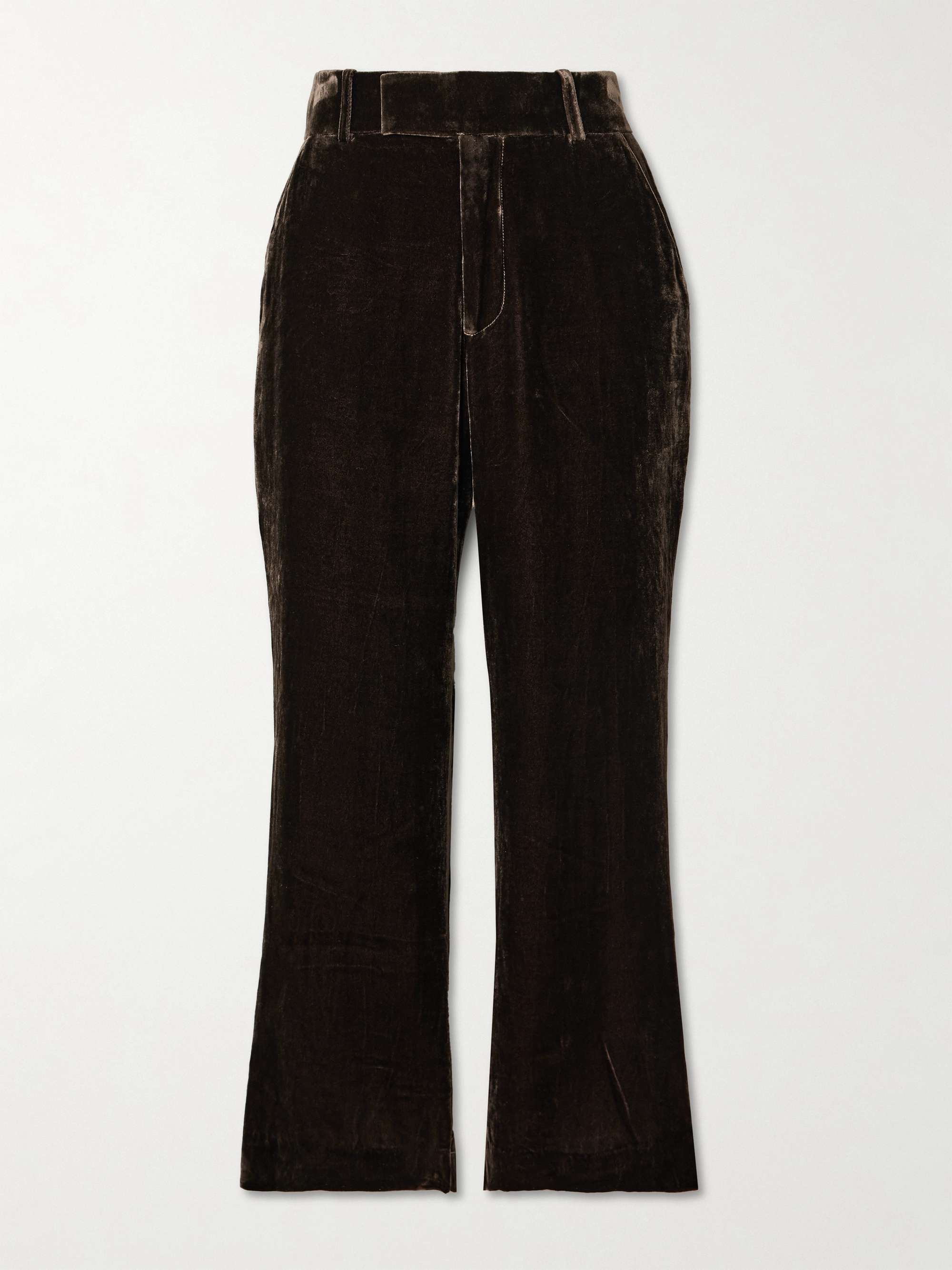 Cropped velvet flared pants view
