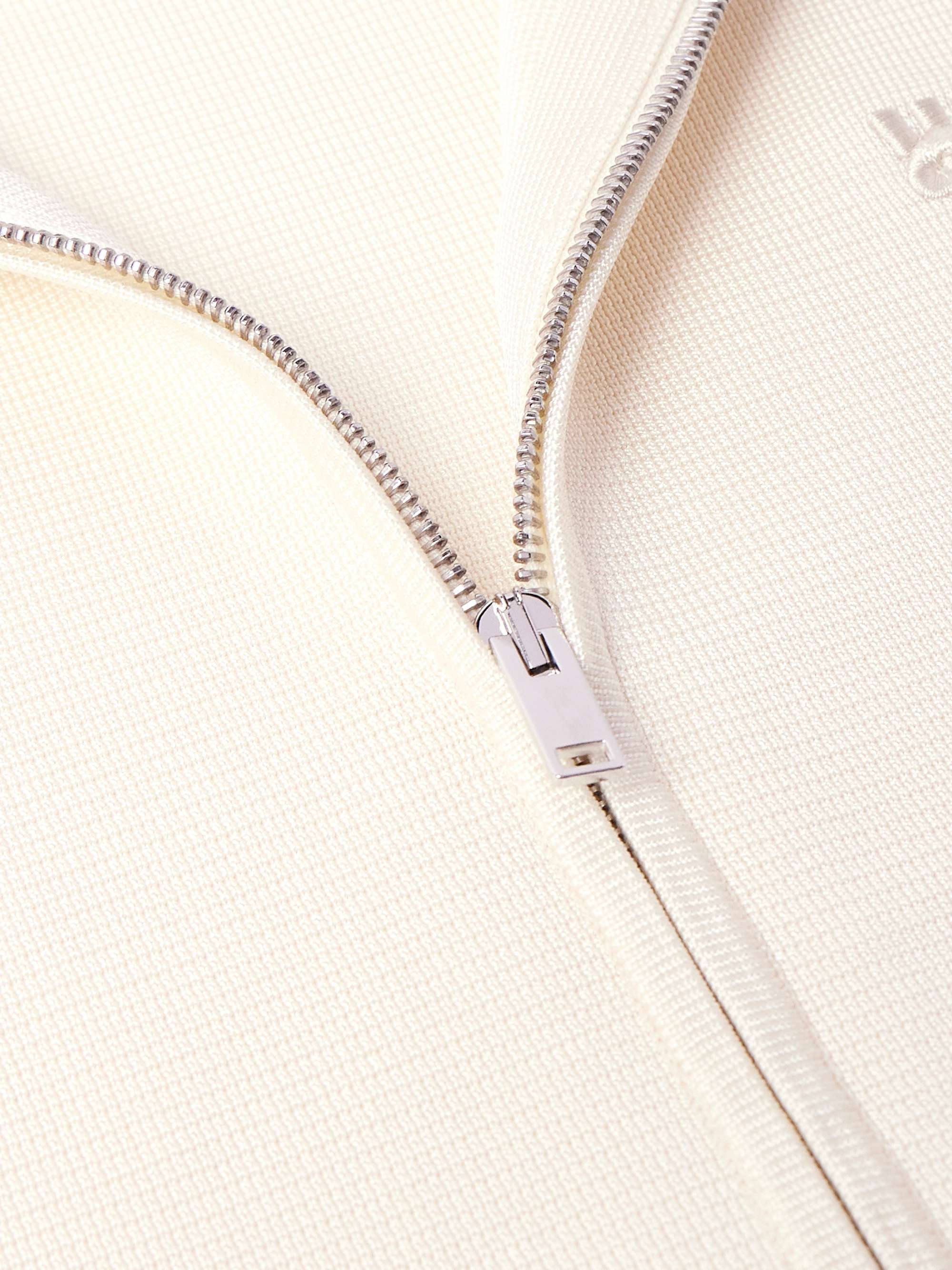 Striped Logo-Embroidered Waffle-Knit Track Jacket view