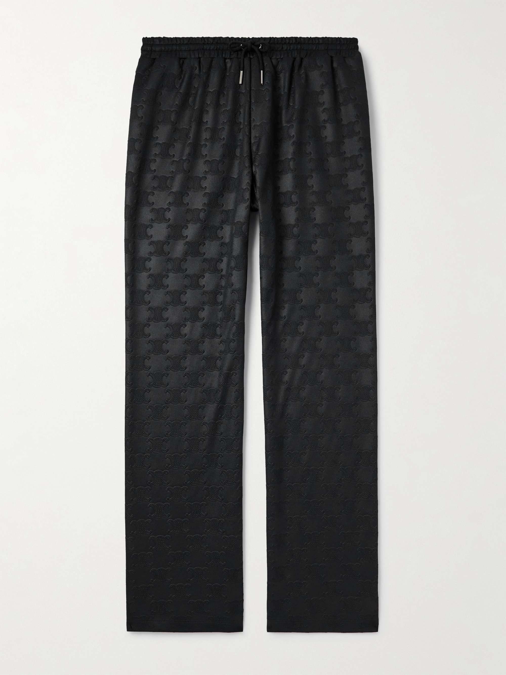 Straight-Leg Logo-Jacquard Tech-Jersey Track Pants view