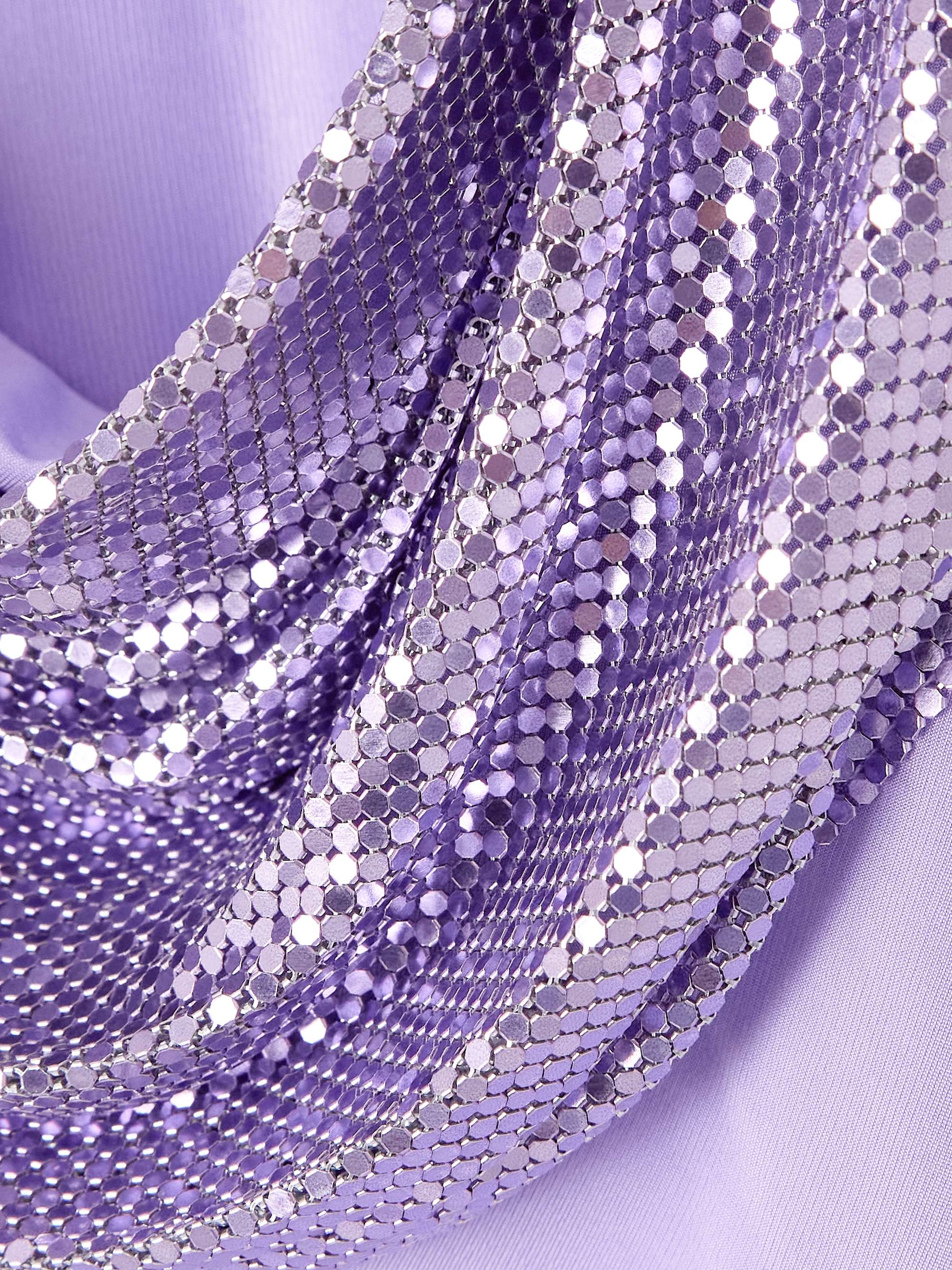 Chainmail-trimmed ruched satin-jersey maxi dress view