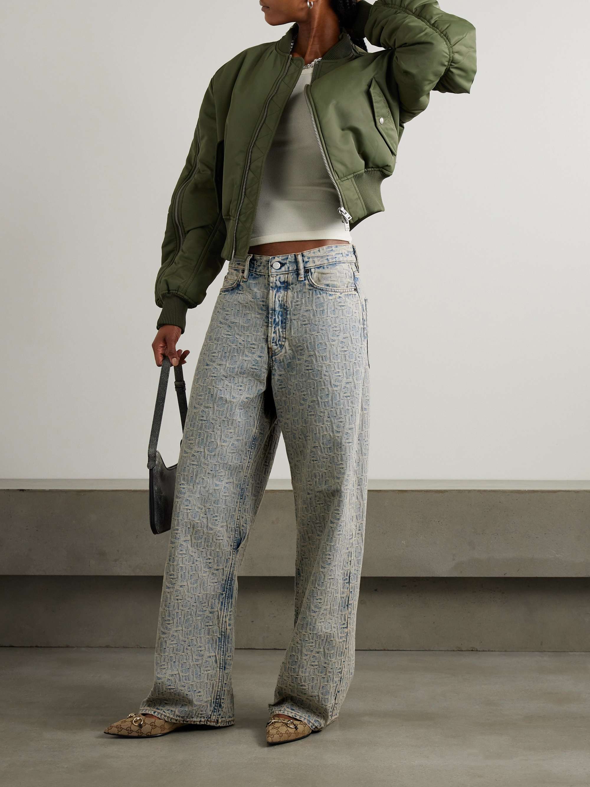 1981 denim-jacquard low-rise wide-leg jeans view