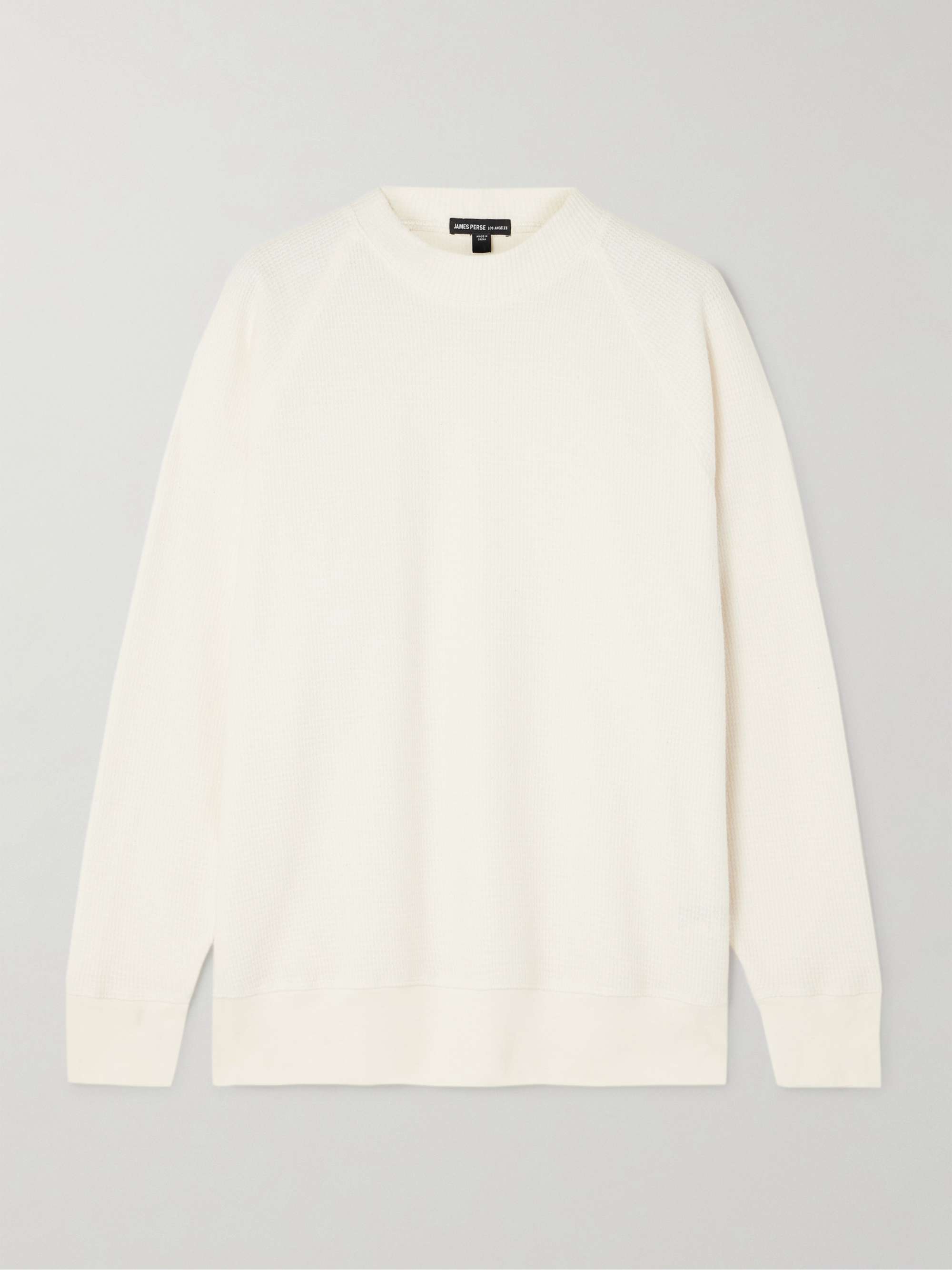 Waffle-knit cotton and cashmere-blend top view