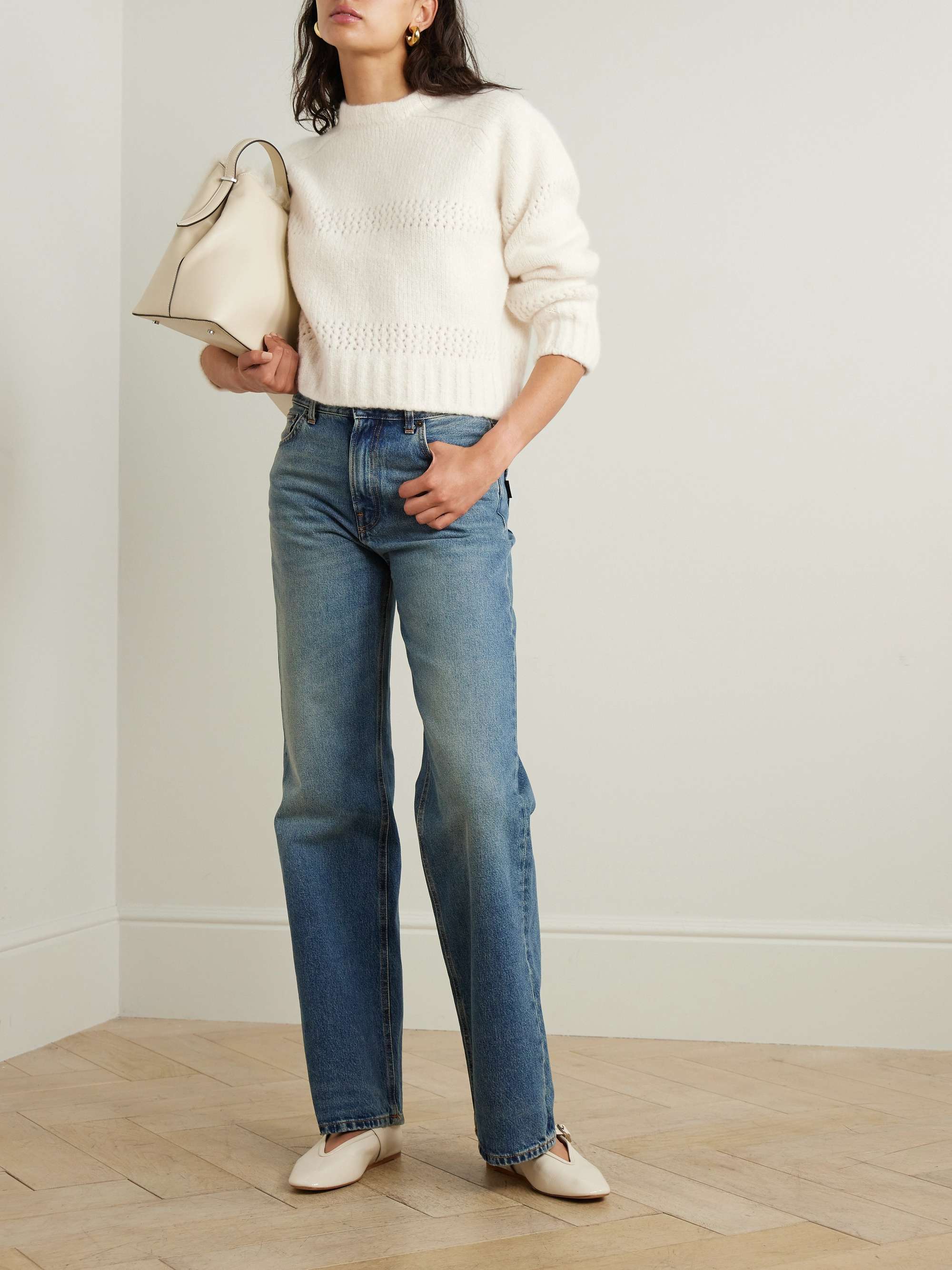 Pointelle-knit cashmere and silk-blend sweater view