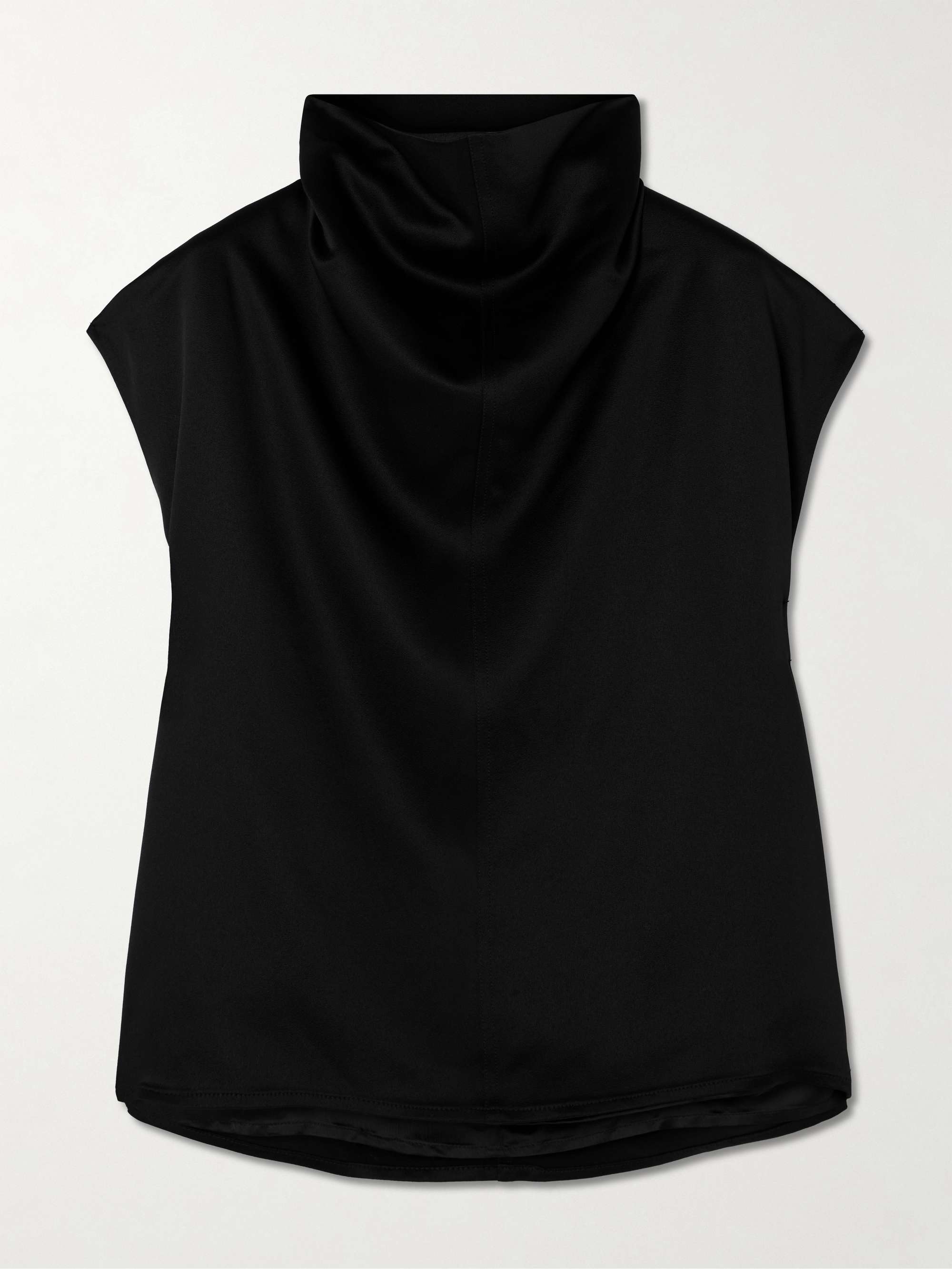 Draped satin-crepe blouse view