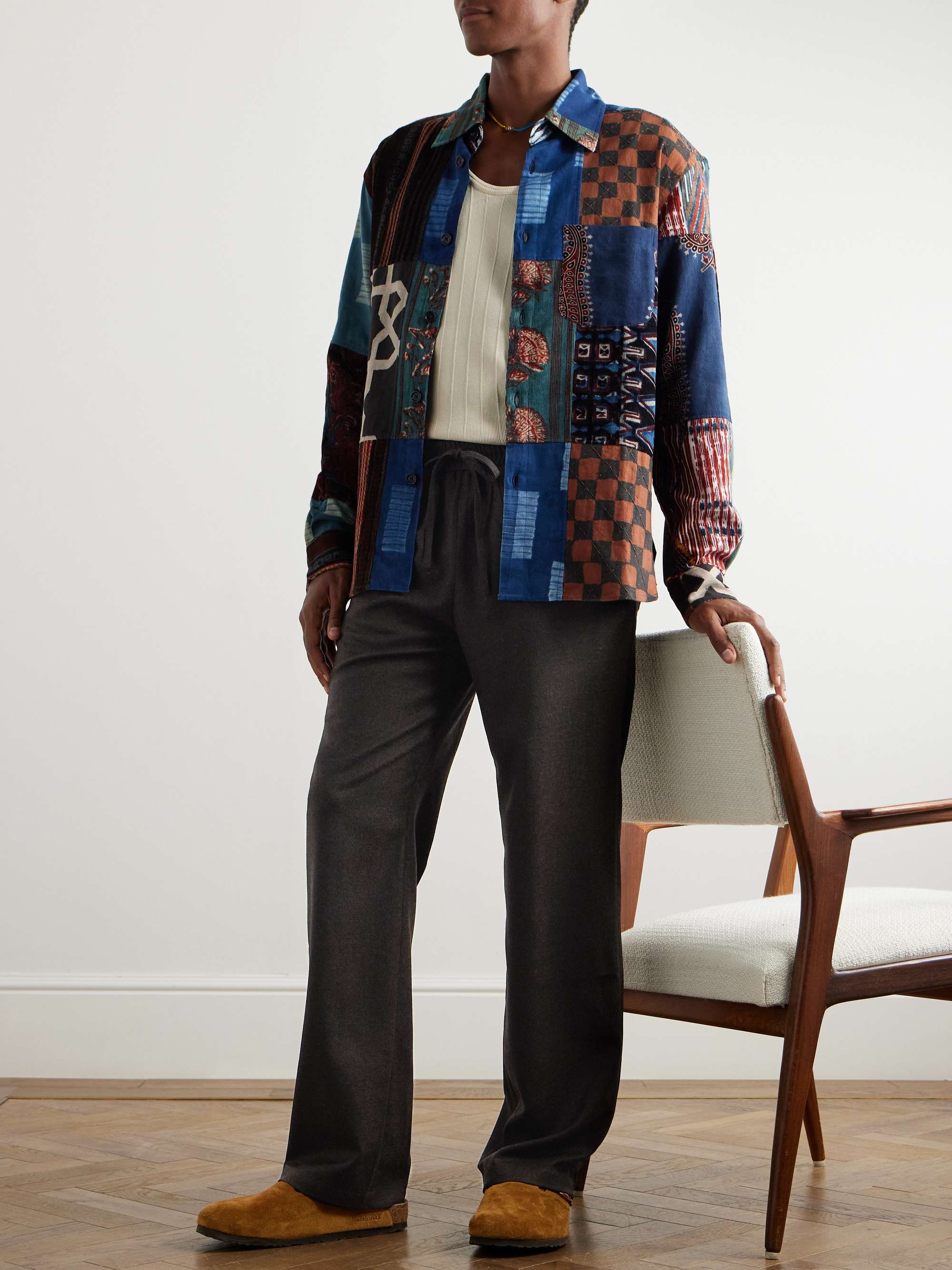 Tapered Super 130s Wool-Flannel Drawstring Trousers view