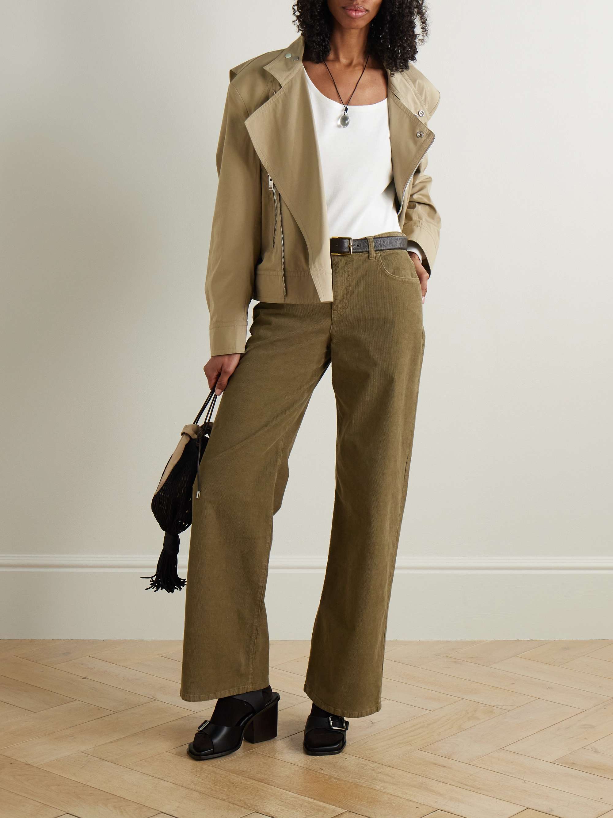 Cotton and linen-blend jersey top view