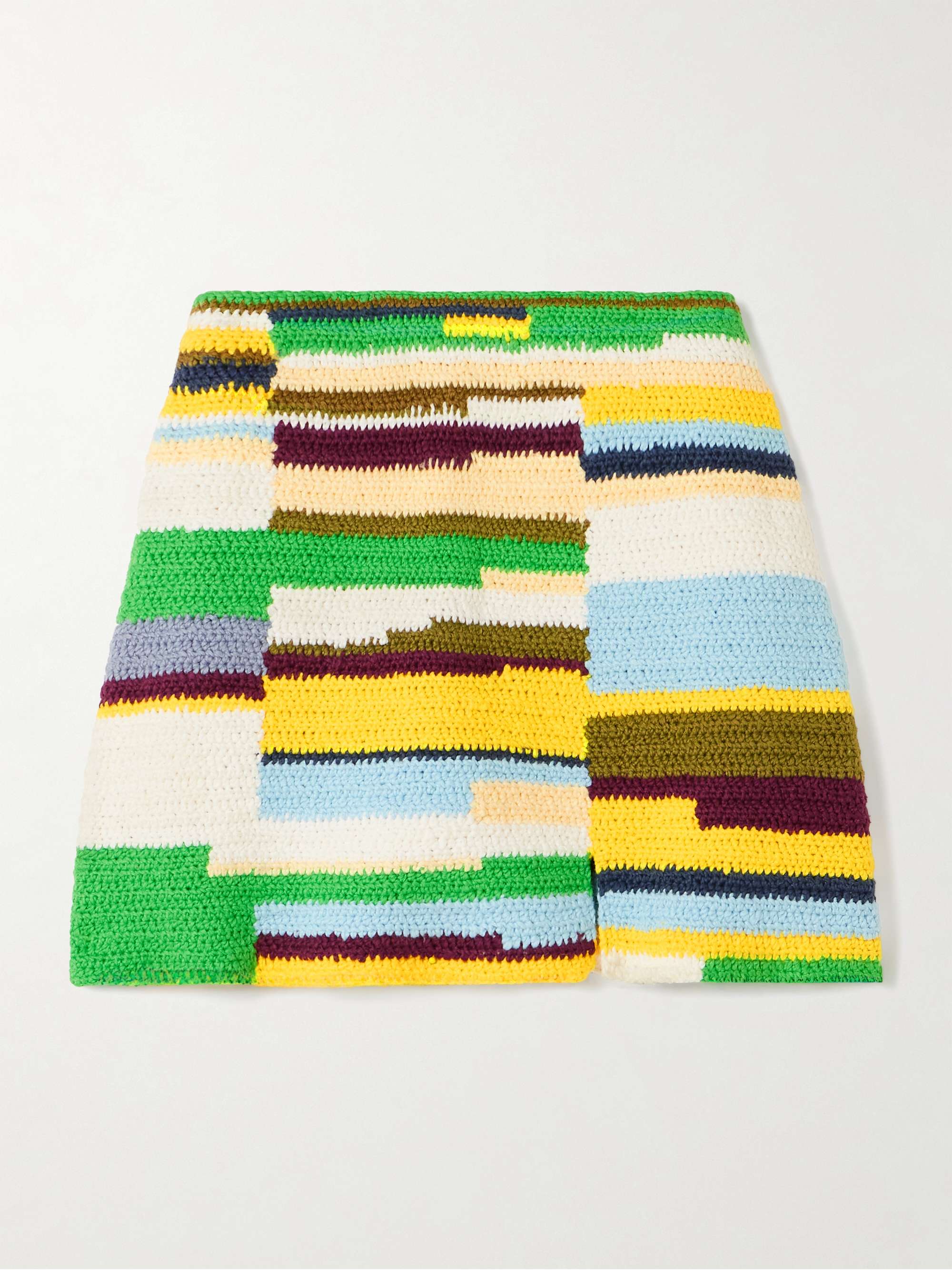 Striped crocheted cotton mini skirt view