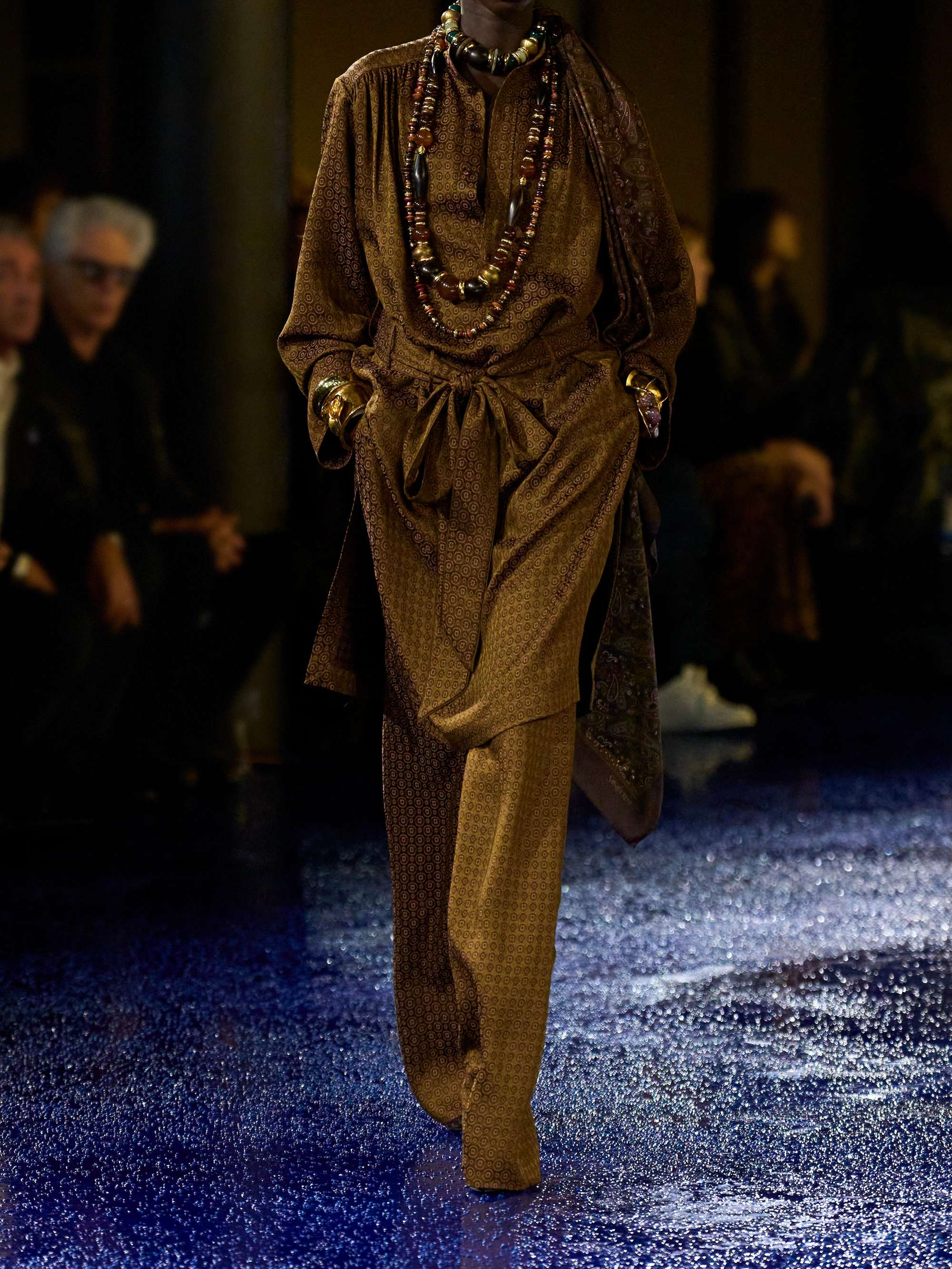 Belted printed silk shirt dress view