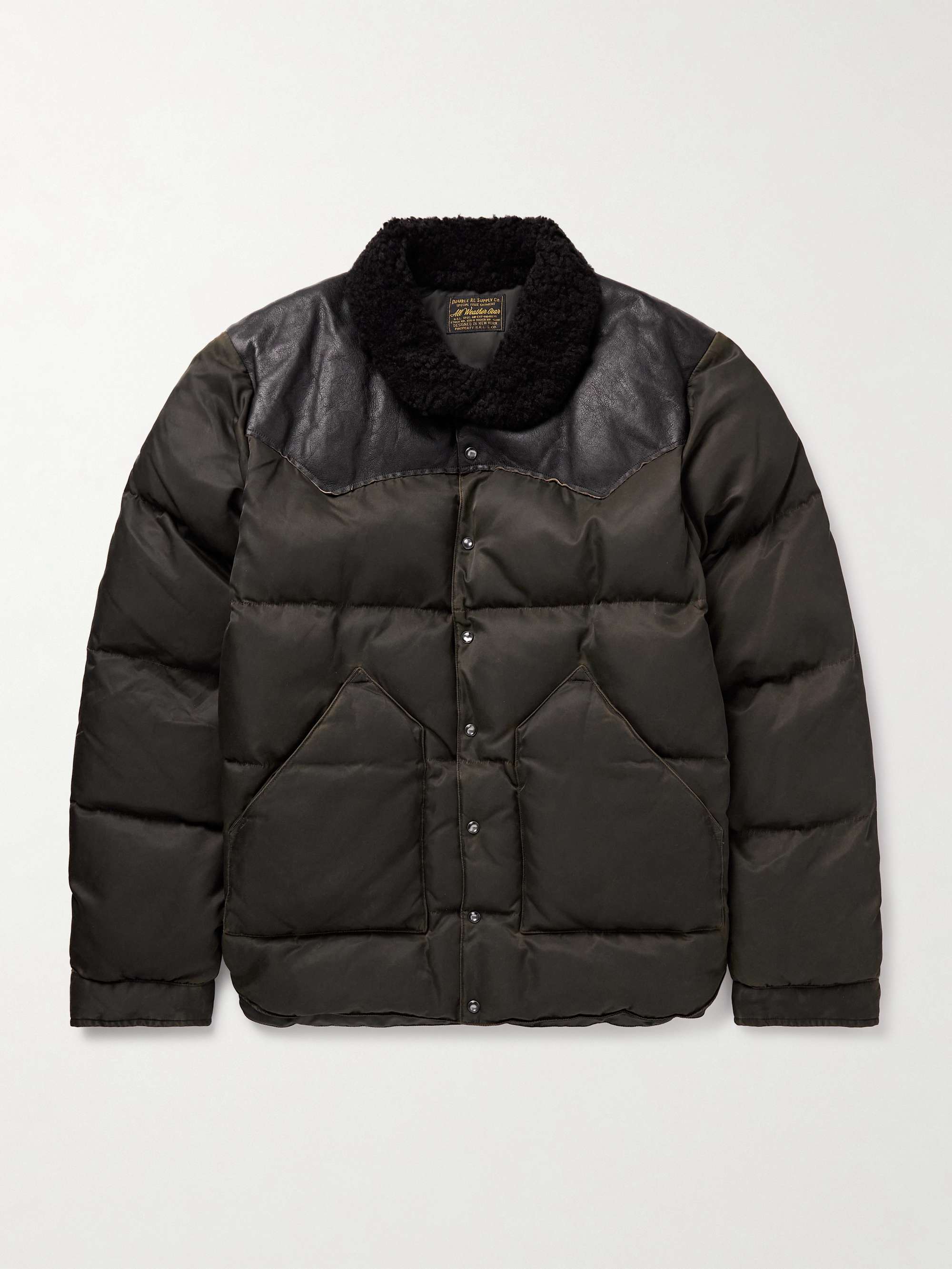 Surrey Leather and Shearling-Trimmed Padded Quilted Recycled-Shell Coat view